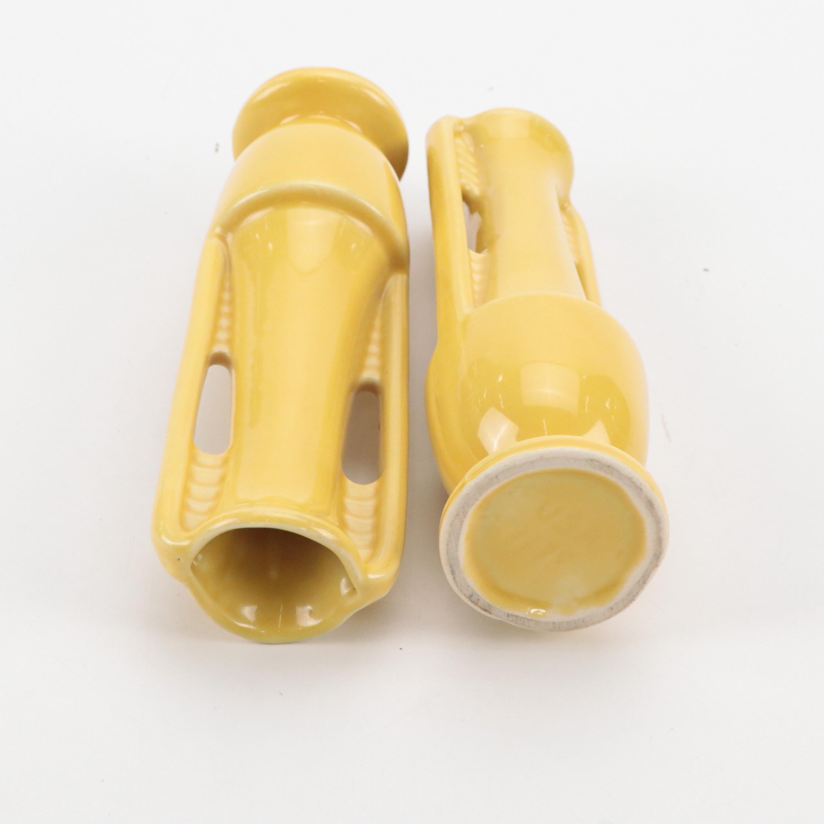 Shawnee Pottery Attributed Art Deco Mustard Yellow Vases