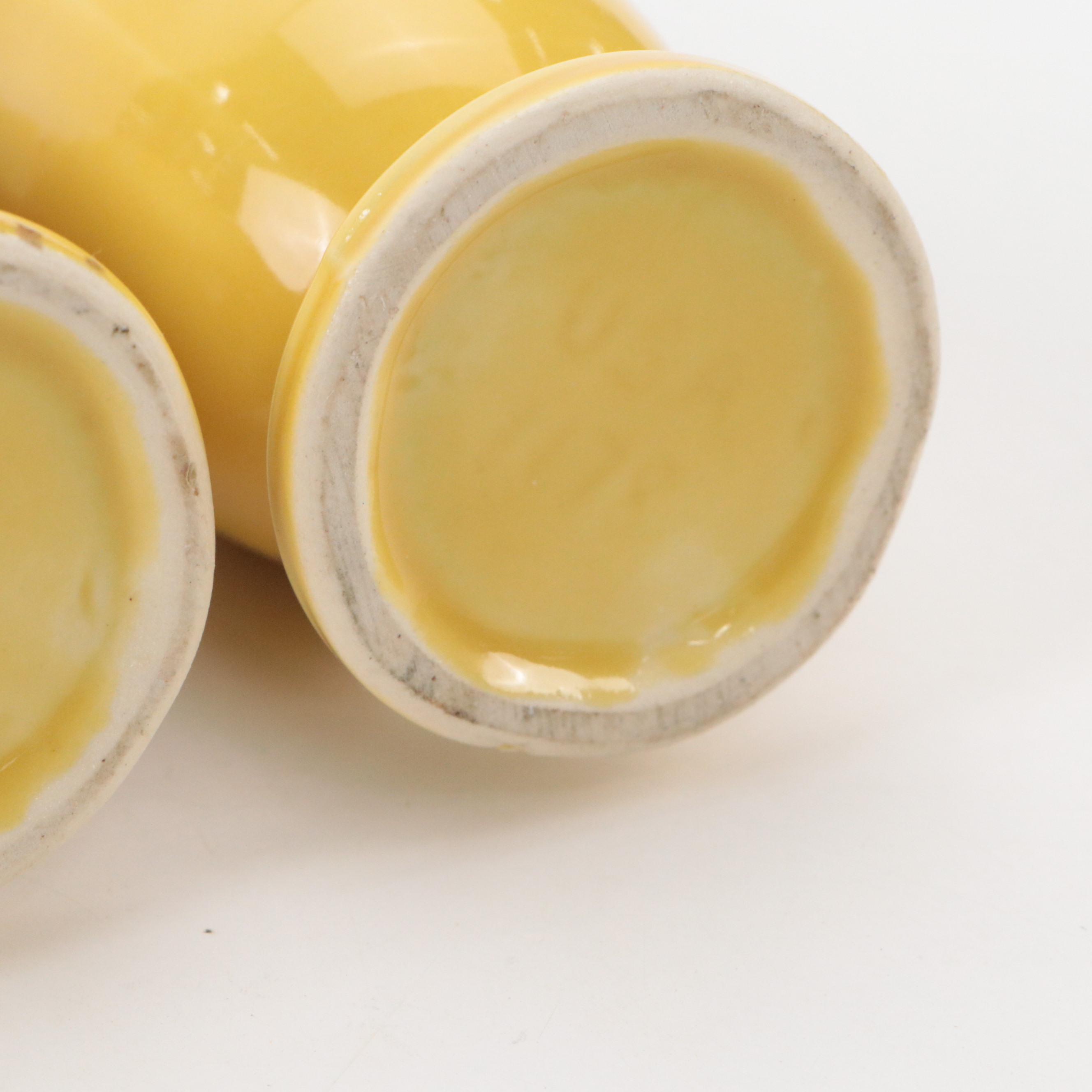 Shawnee Pottery Attributed Art Deco Mustard Yellow Vases