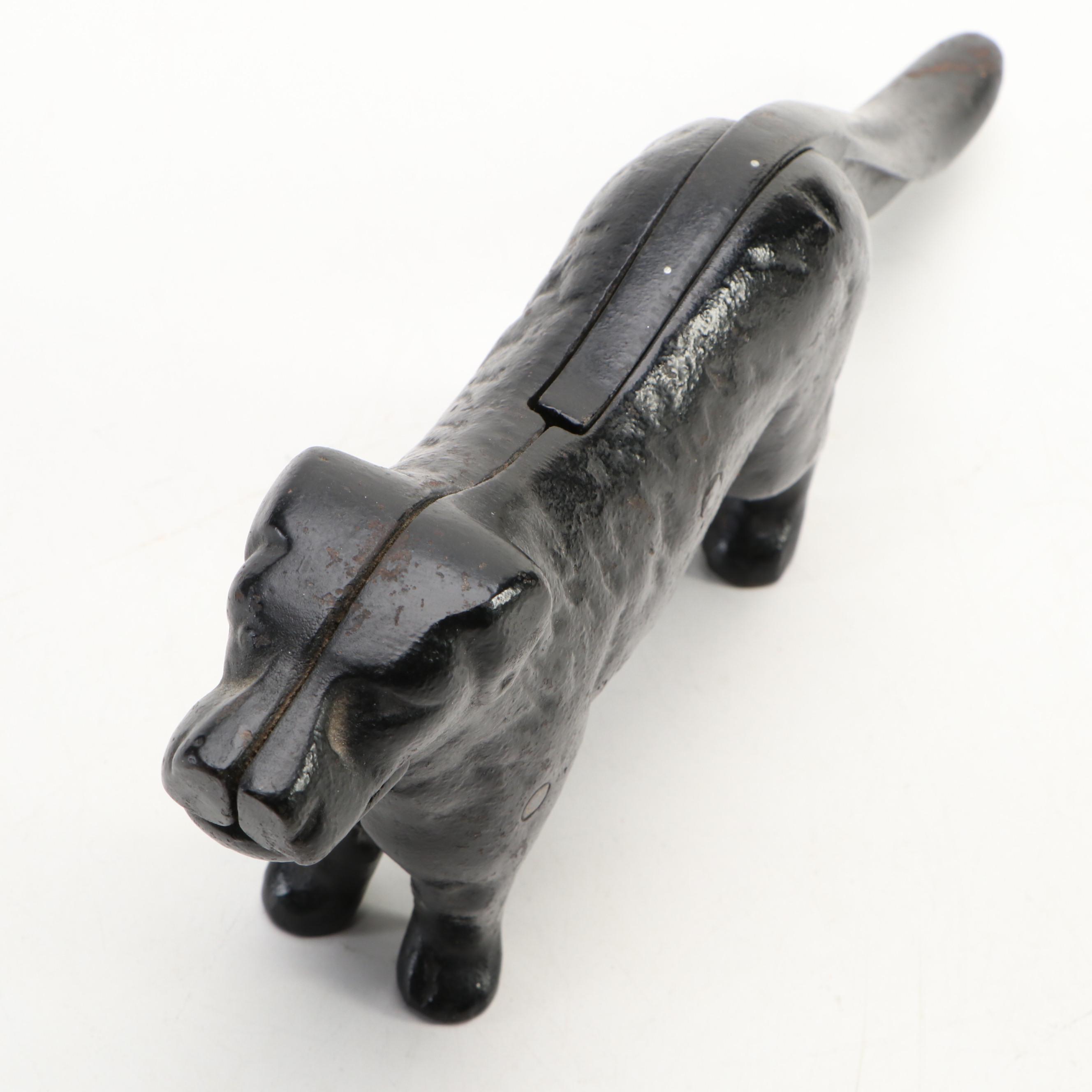 Painted Cast Iron Dog-Shaped Nutcracker, 20th Century