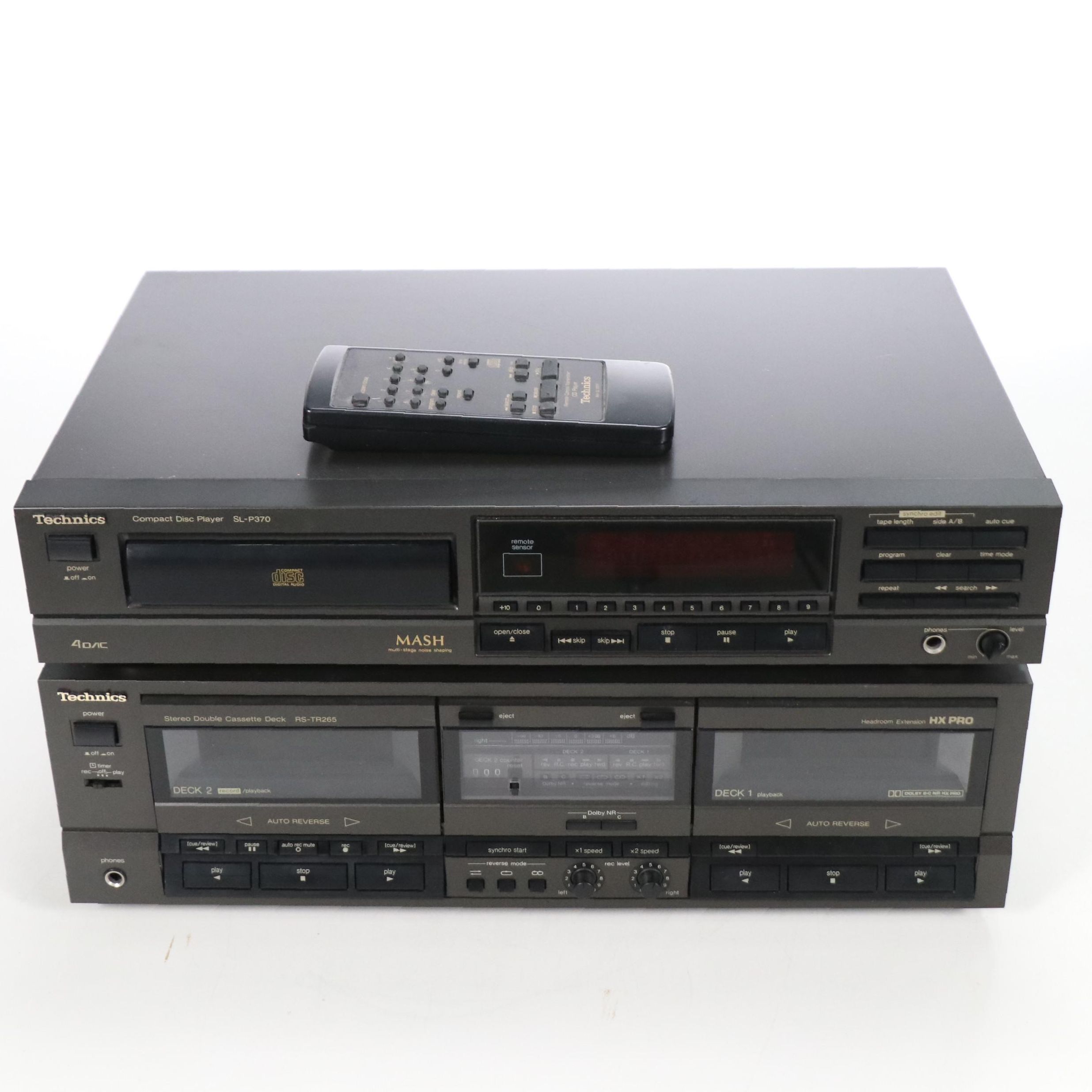 Technics CD Player SL-P370 and Cassette Deck RS-TR265 with Remote