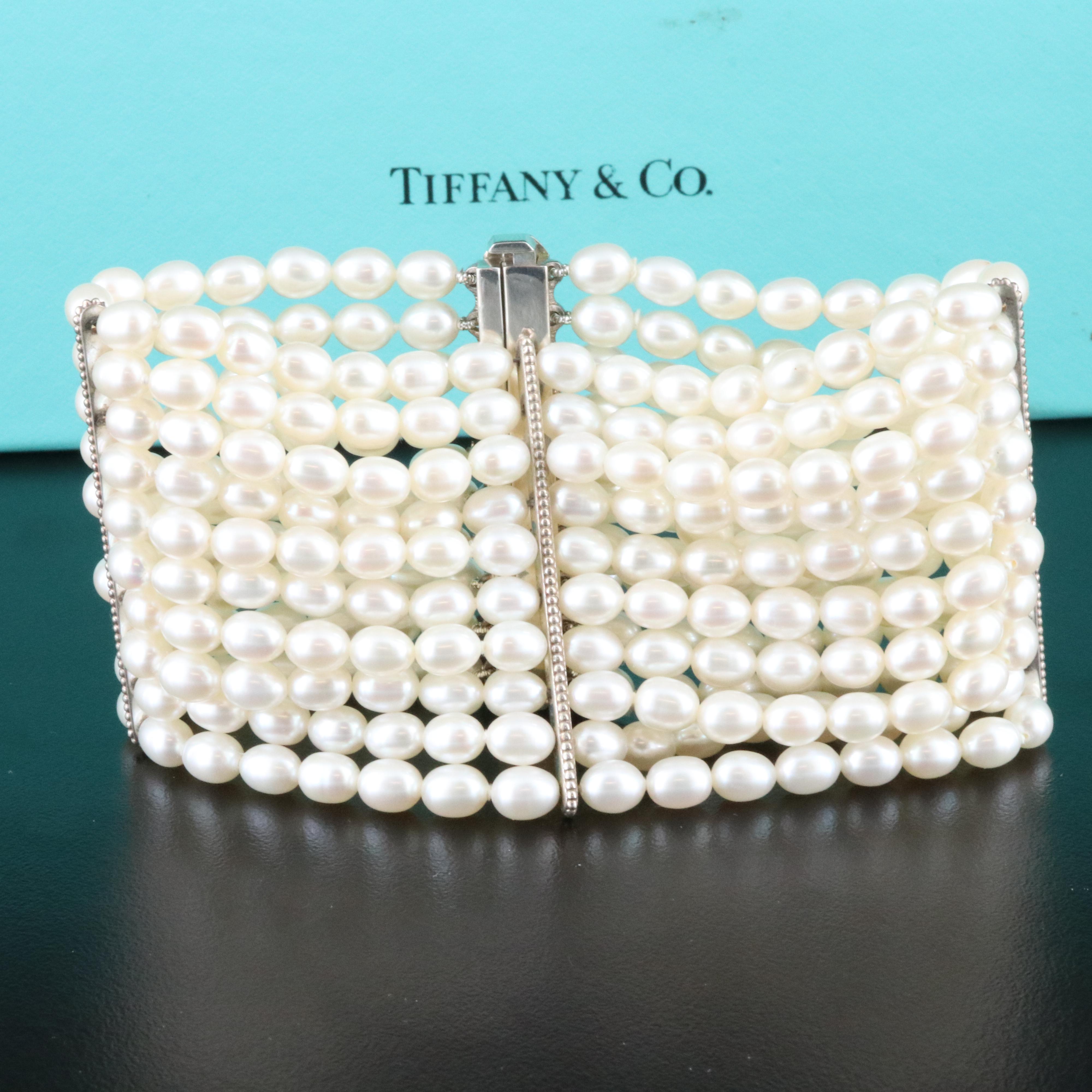 Tiffany & Co. Ziegfeld Sterling Multi-Strand Pearl Bracelet