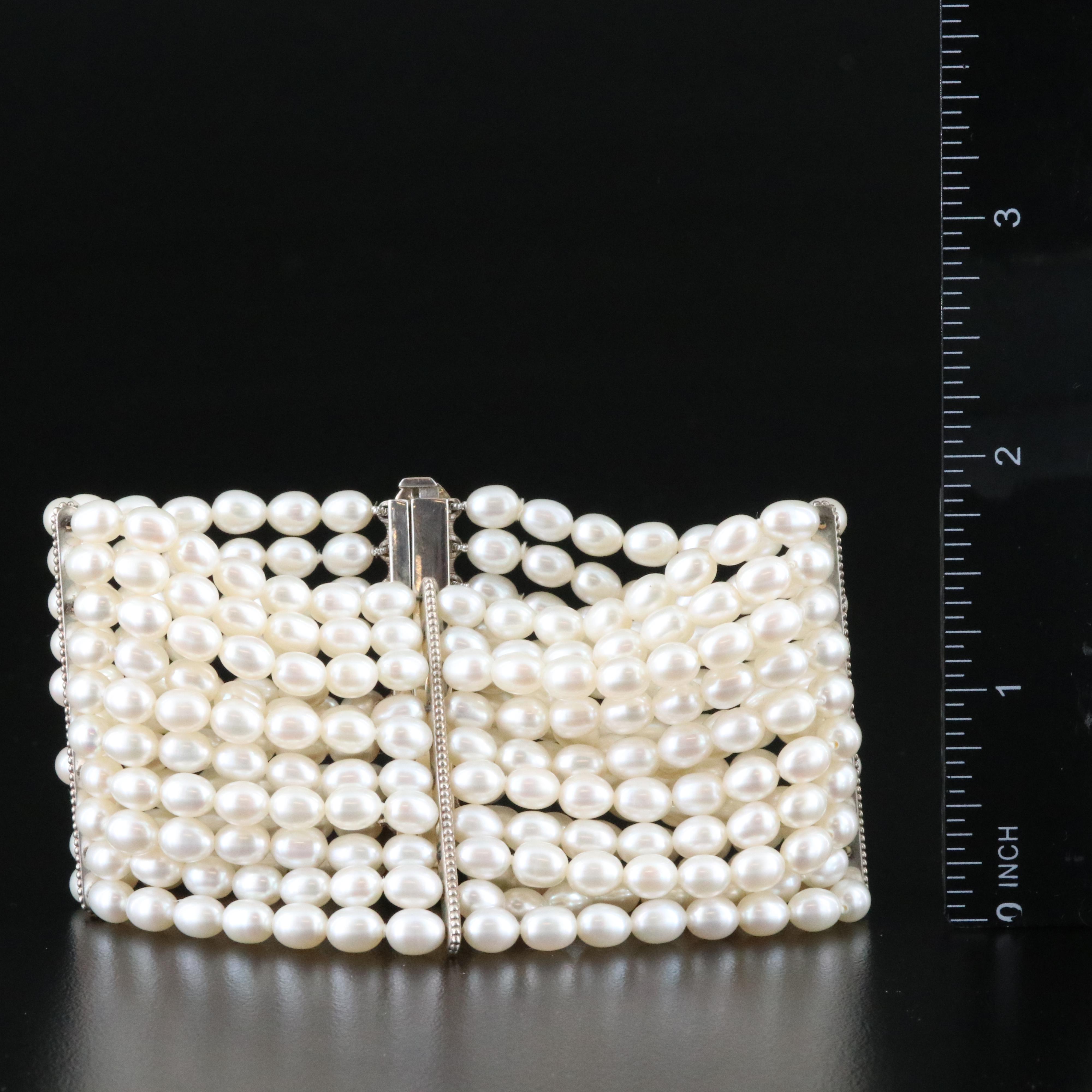 Tiffany & Co. Ziegfeld Sterling Multi-Strand Pearl Bracelet