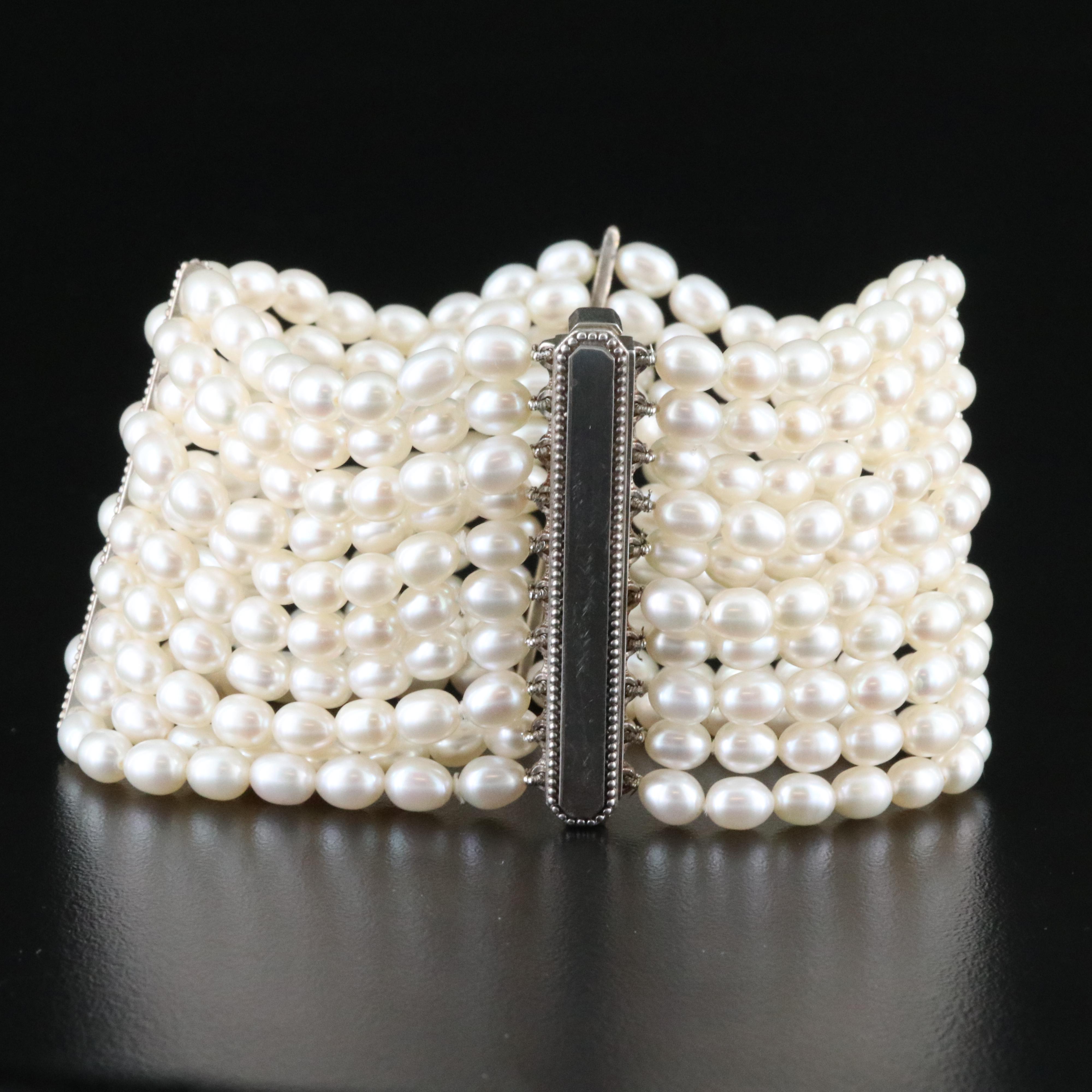 Tiffany & Co. Ziegfeld Sterling Multi-Strand Pearl Bracelet
