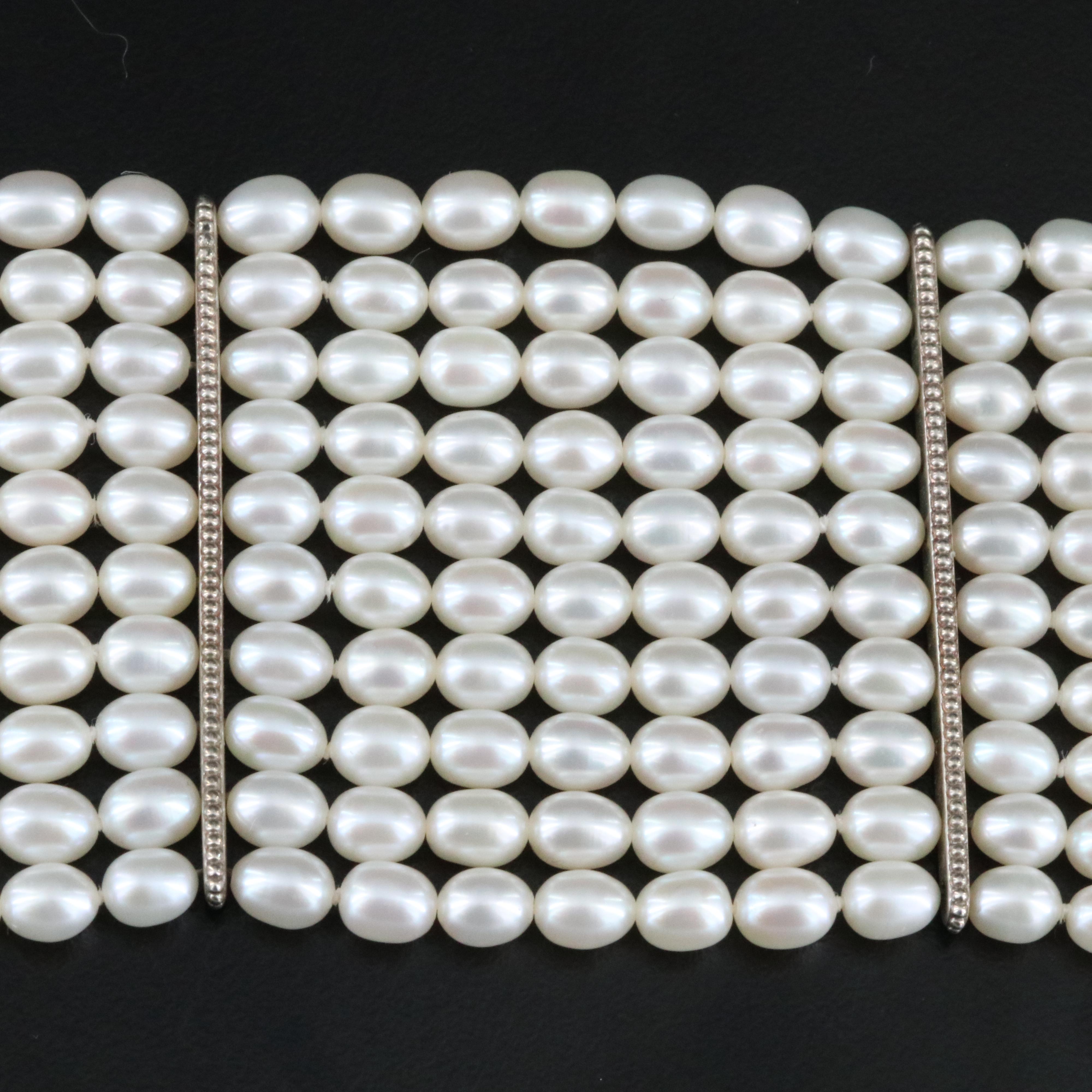 Tiffany & Co. Ziegfeld Sterling Multi-Strand Pearl Bracelet