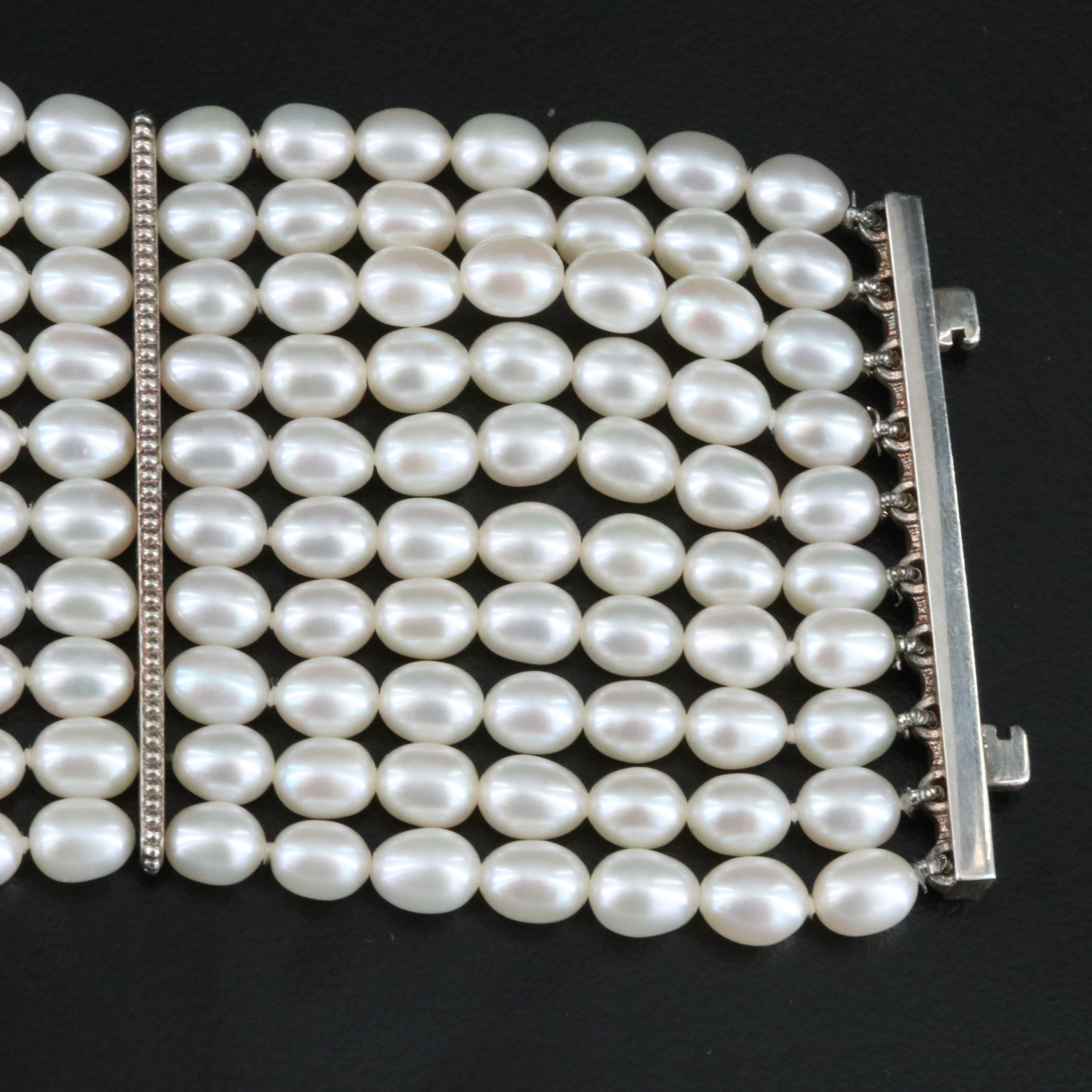 Tiffany & Co. Ziegfeld Sterling Multi-Strand Pearl Bracelet