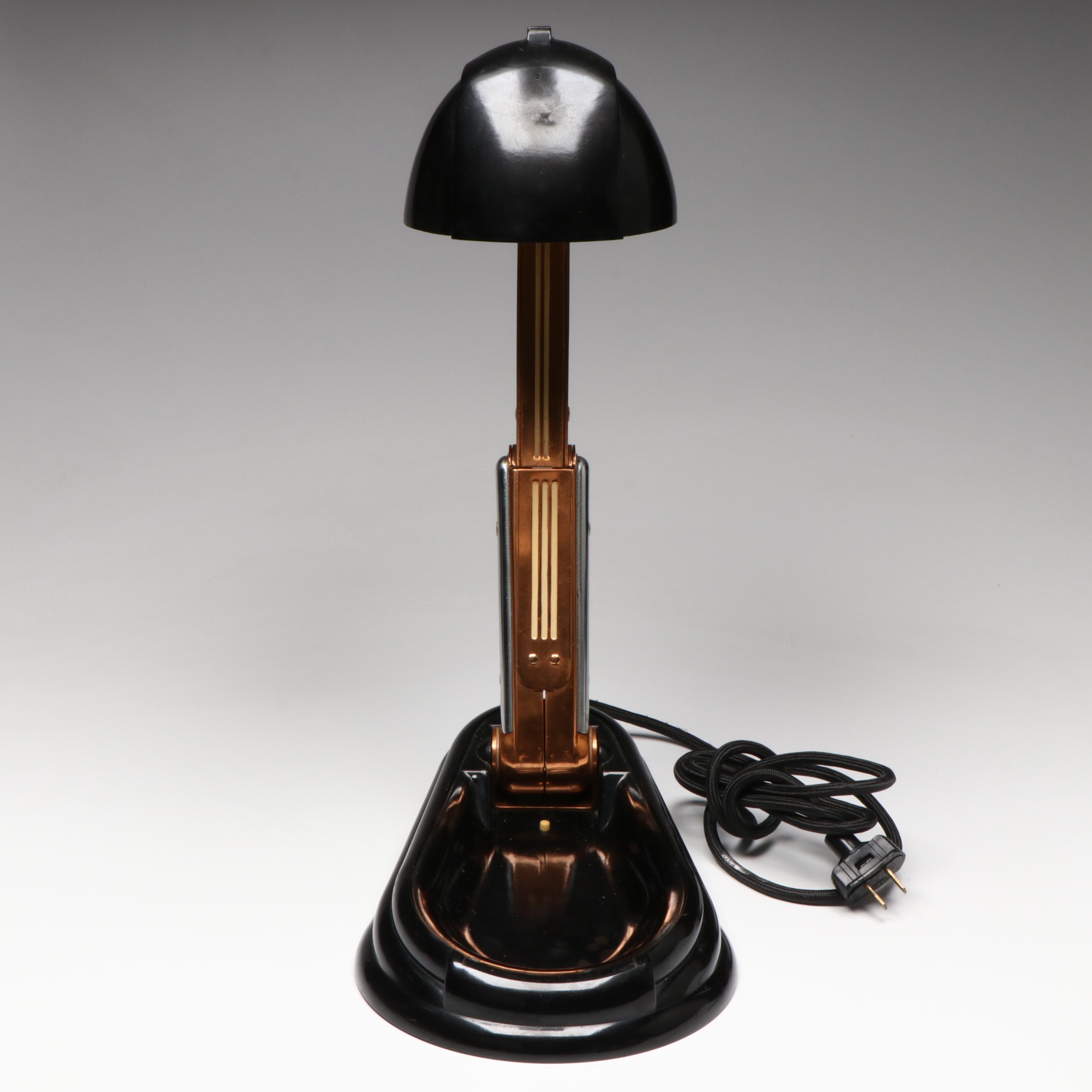 French Art Deco JUMO Lucidus Bloc Streamlined Bakelite Desk Lamp