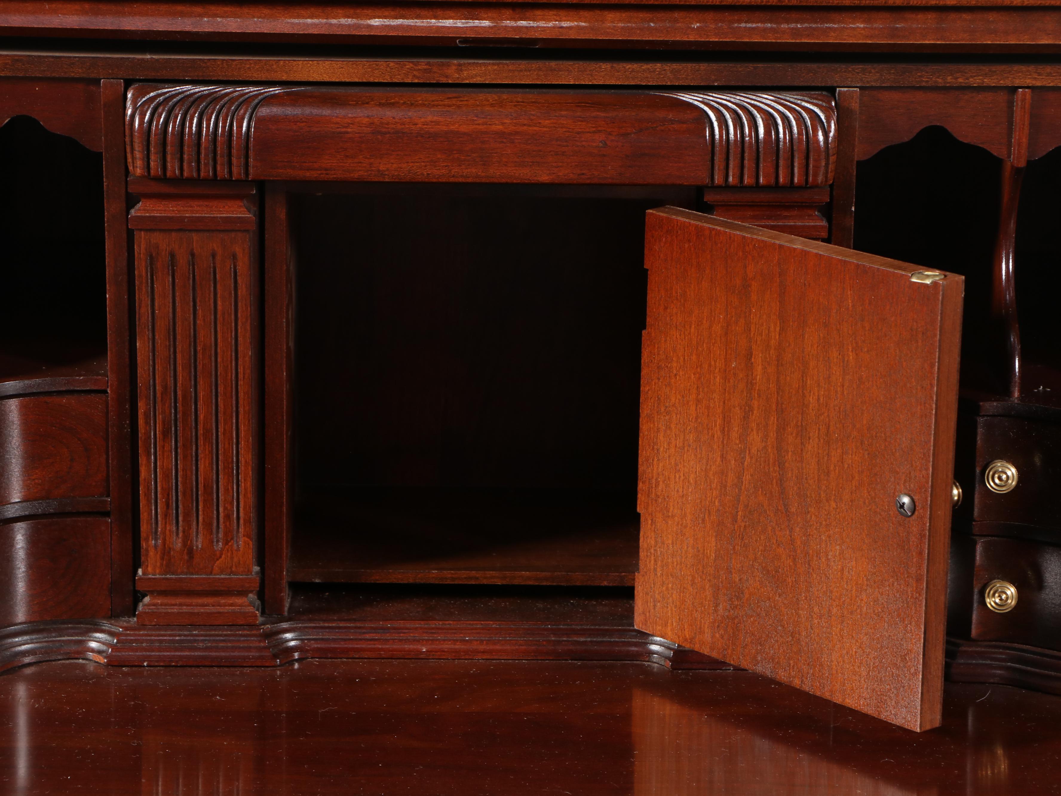 Jasper Cabinet Co. Chippendale Style Cherrywood Secretary Bookcase
