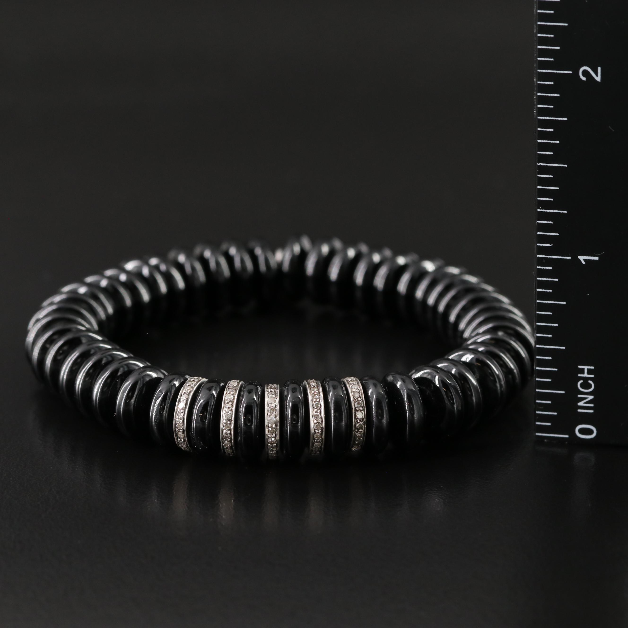 Sheryl Lowe Sterling Black Onyx and Diamond Bracelet