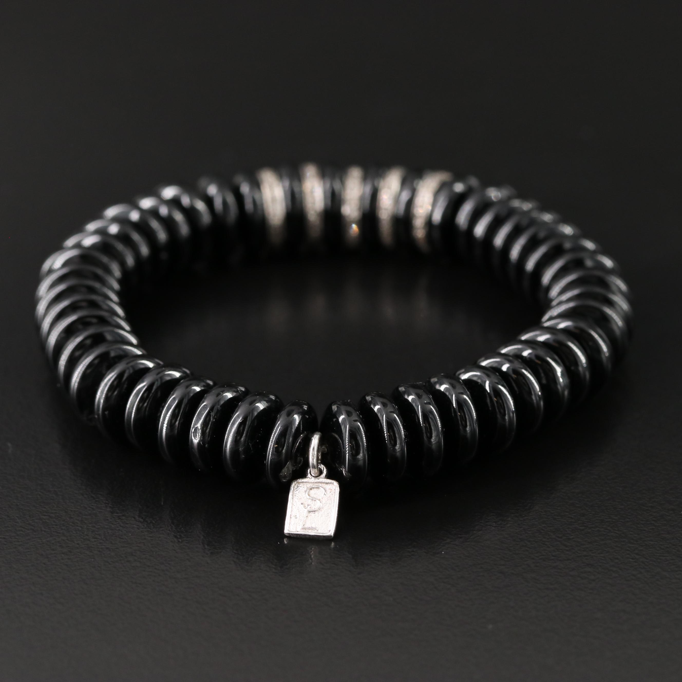 Sheryl Lowe Sterling Black Onyx and Diamond Bracelet