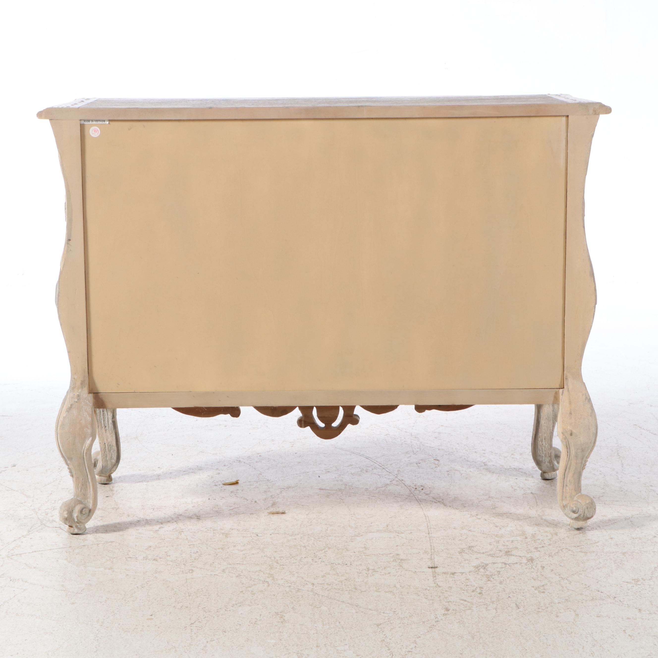 Modern History Louis XV Style Cerused Two-Drawer Bombé Commode
