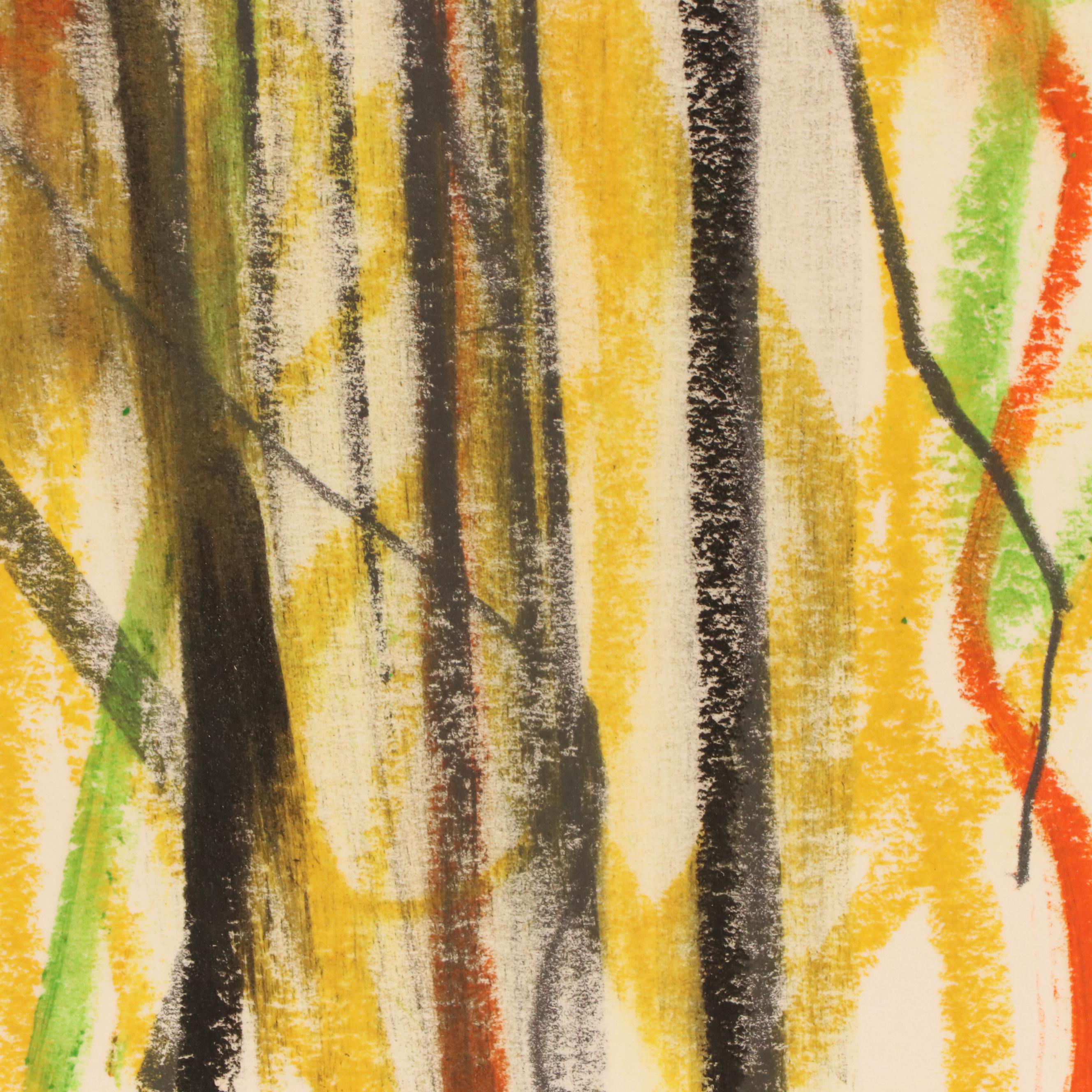 Jack Meanwell Figural Modern Oil Pastel Drawing, Late 20th Century