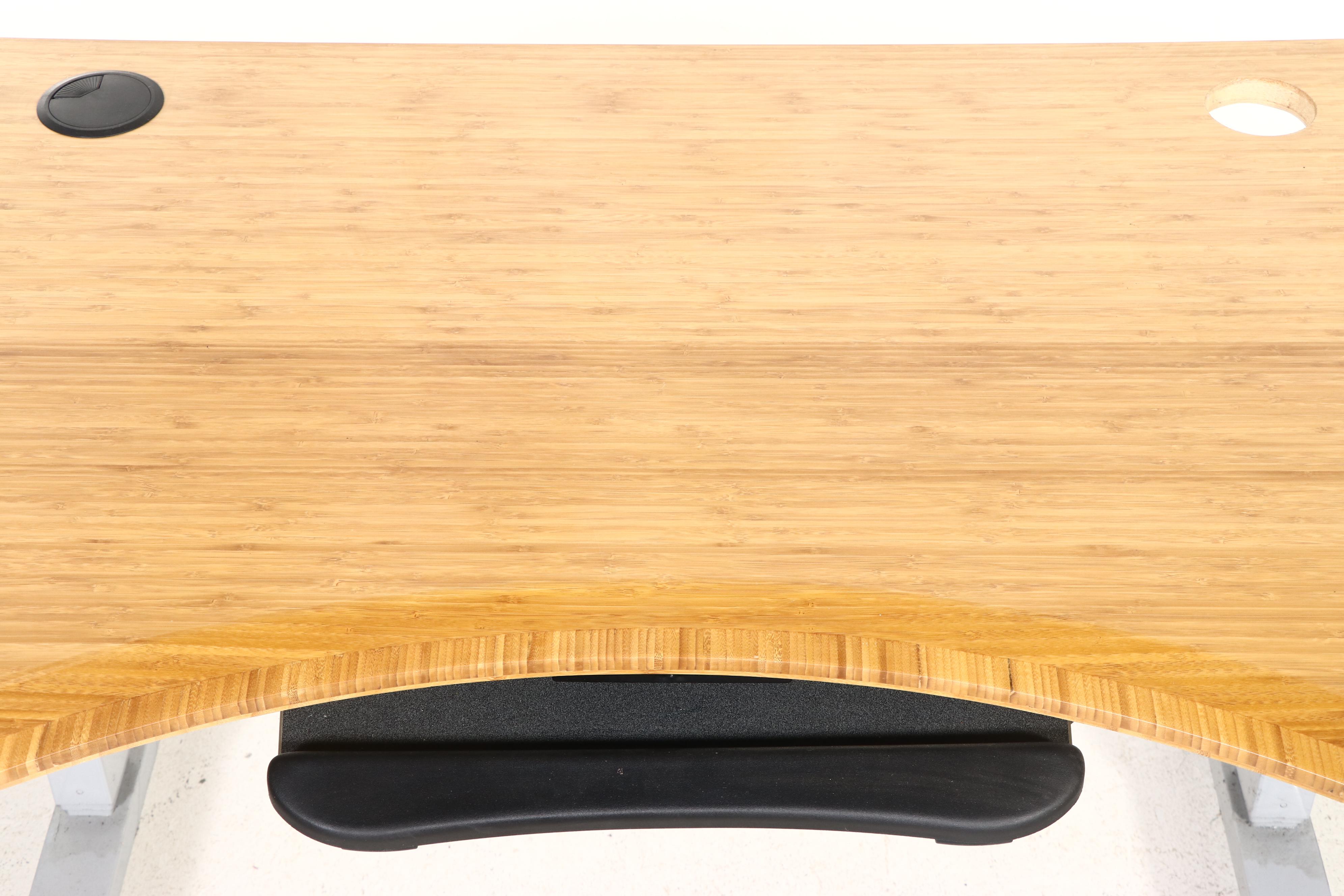 Bamboo Uplift Desk Contemporary and Metal Adjustable Height Desk