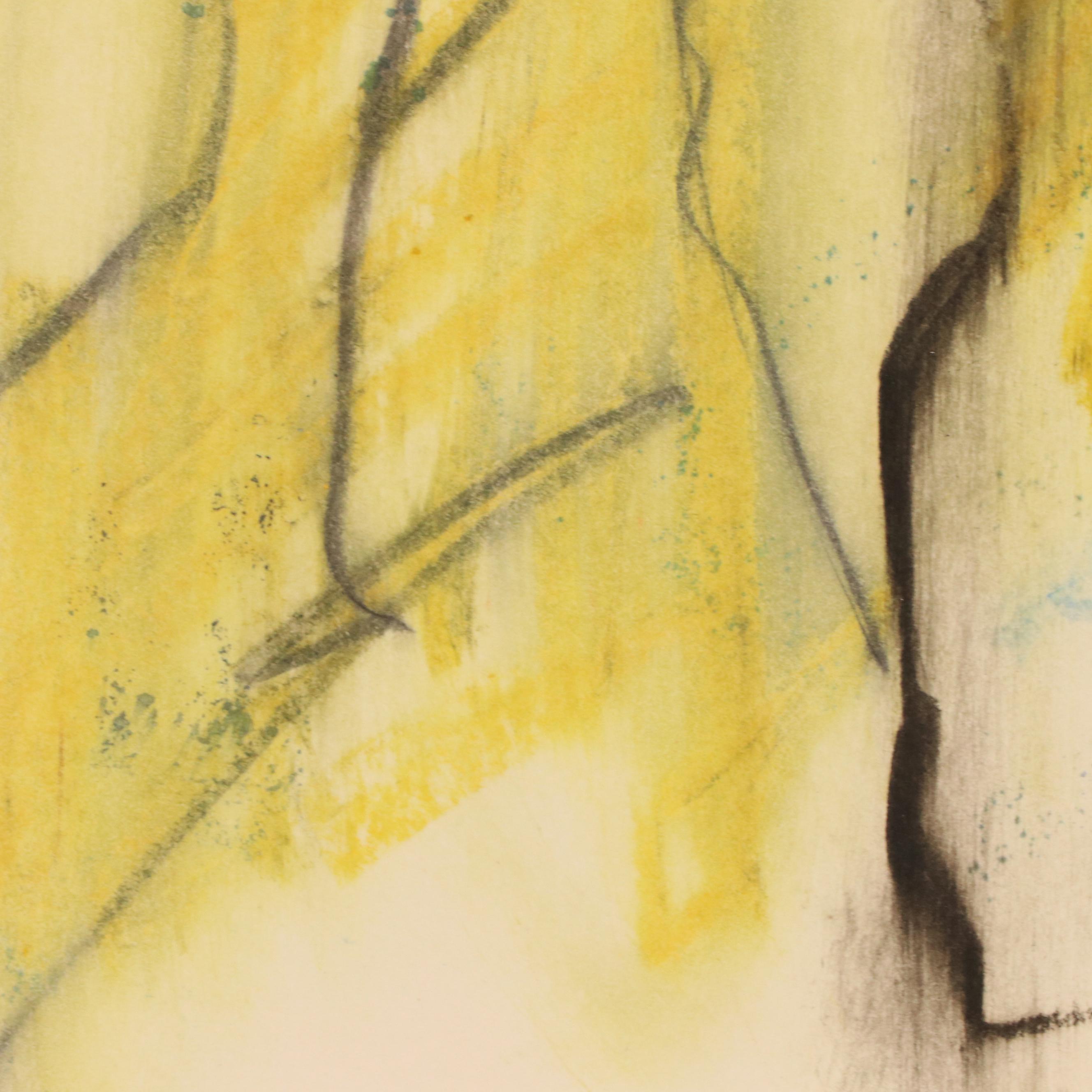 Jack Meanwell Figural Modern Oil Pastel Drawing, Late 20th Century