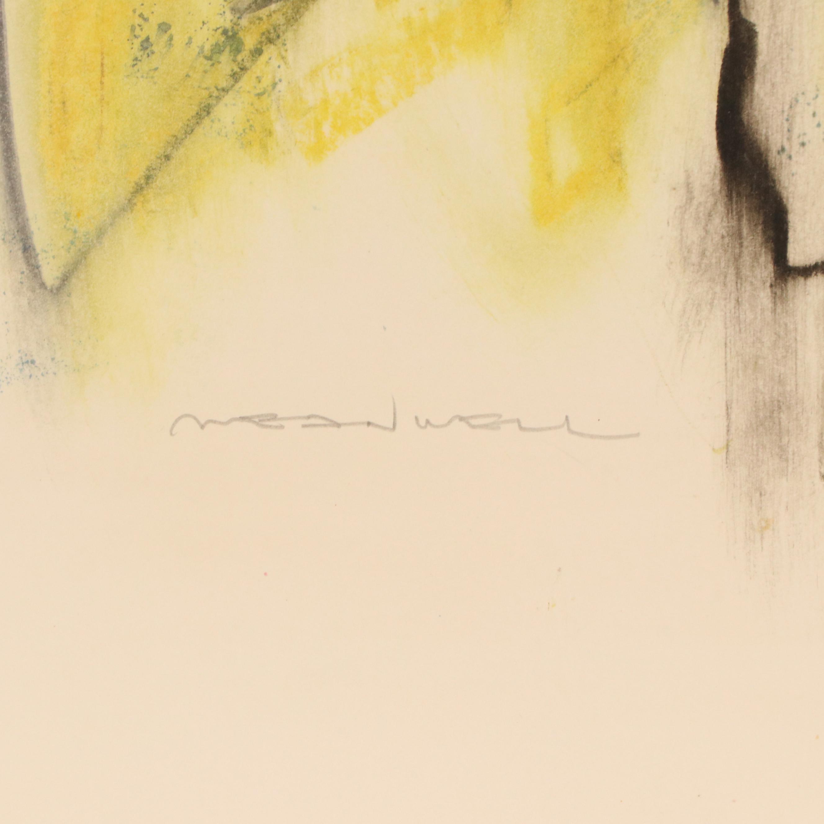 Jack Meanwell Figural Modern Oil Pastel Drawing, Late 20th Century