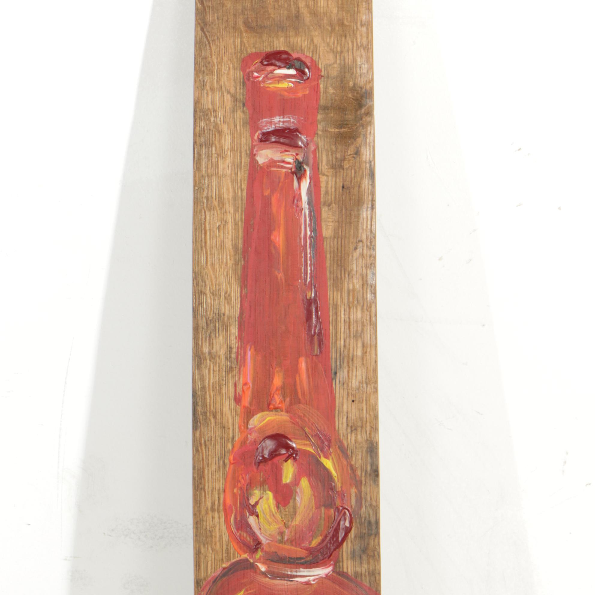 Hand-Painted Maker's Mark Bottle on Whiskey Barrel Plank