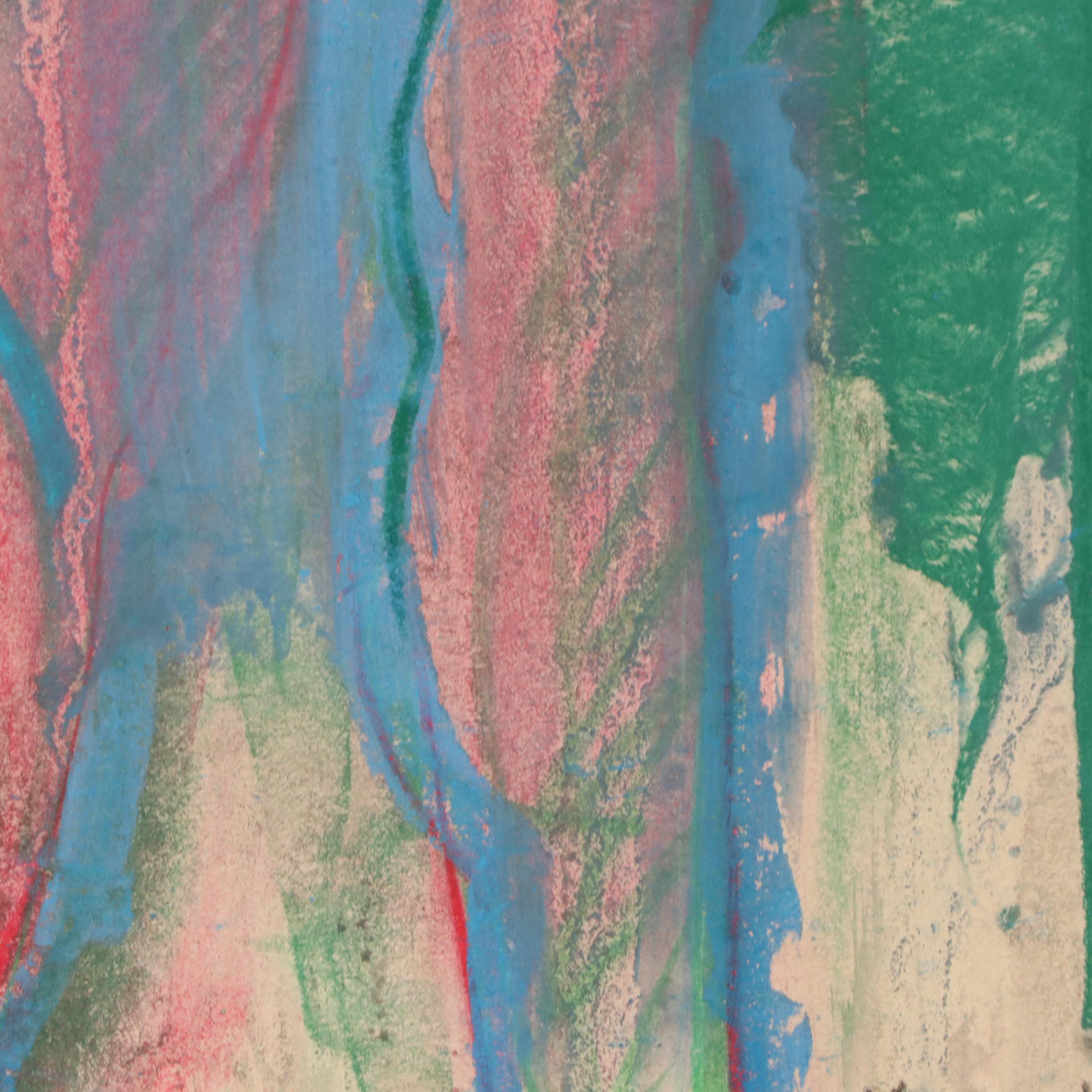 Jack Meanwell Figural Modern Oil Pastel Drawing, Late 20th Century