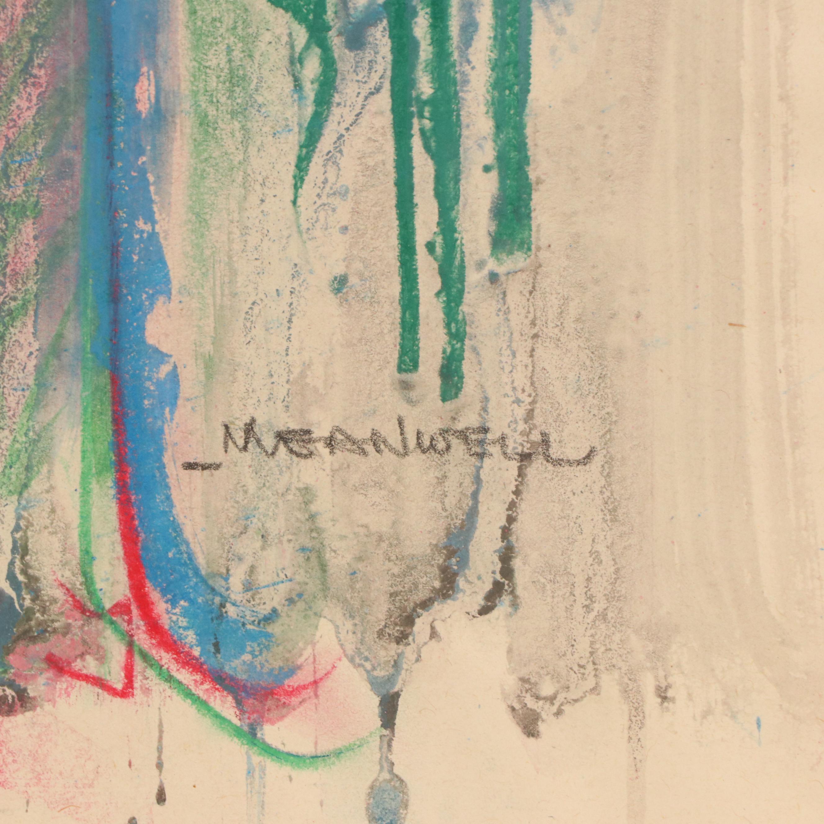 Jack Meanwell Figural Modern Oil Pastel Drawing, Late 20th Century