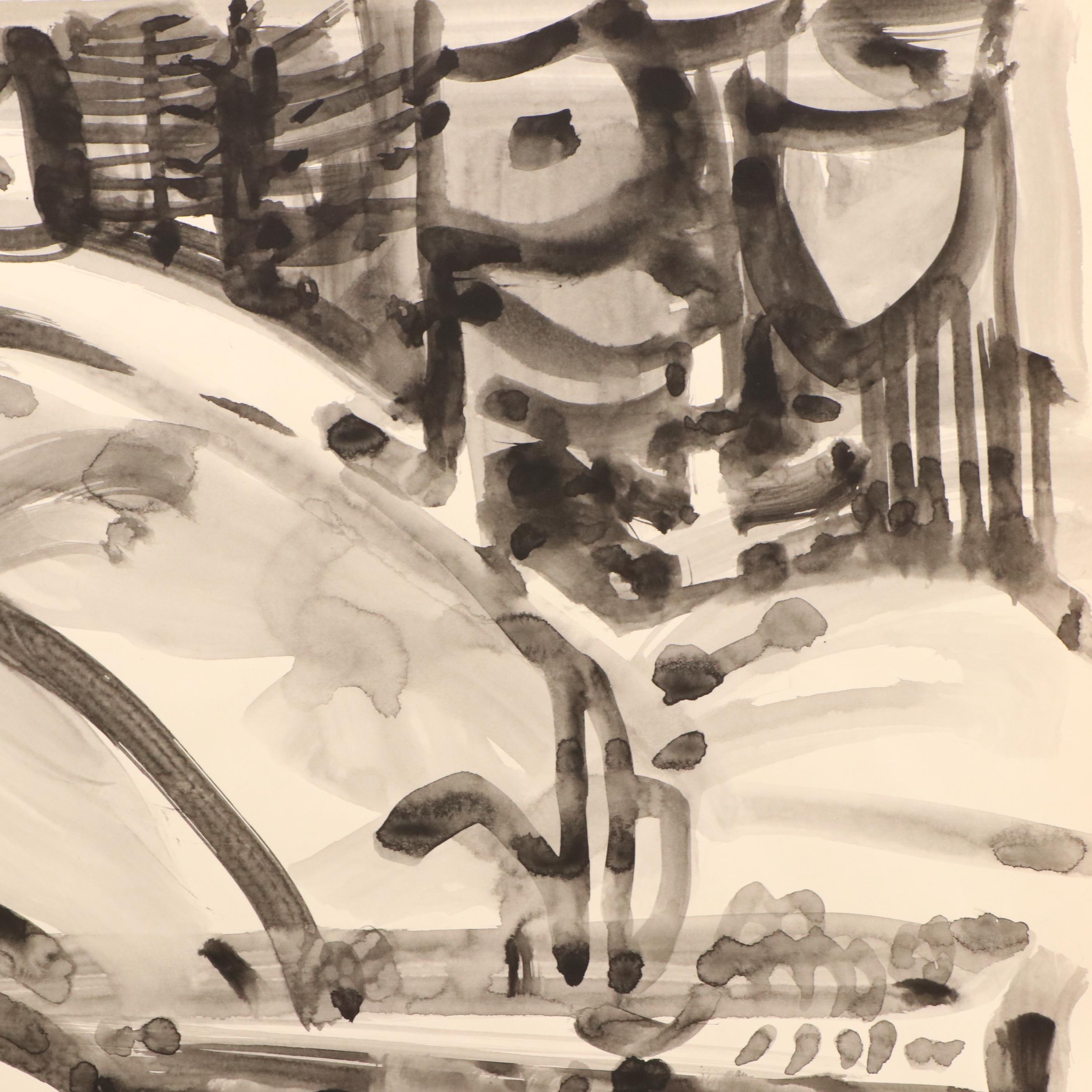 Jack Meanwell Modern Landscape Watercolor Painting, 1979