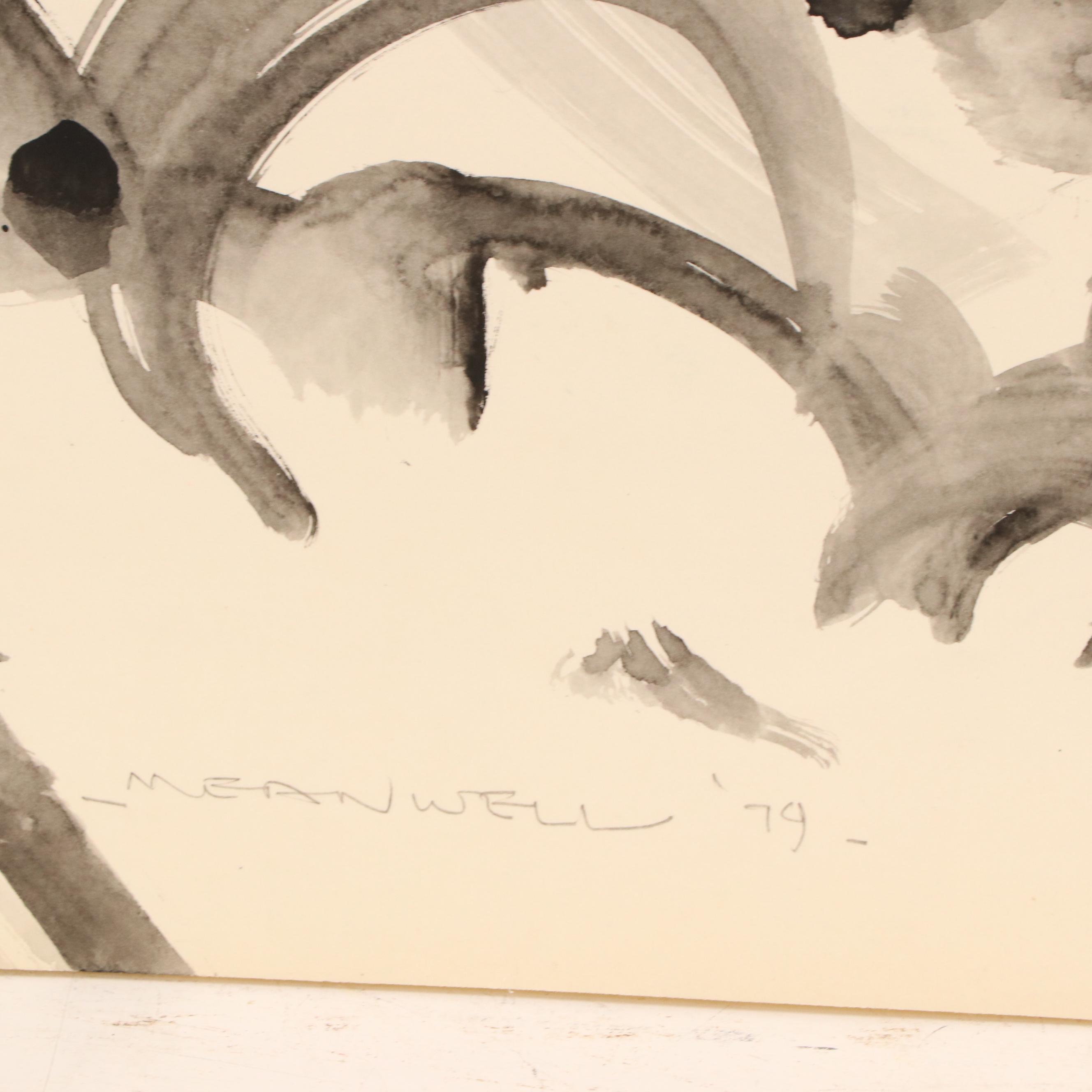 Jack Meanwell Modern Landscape Watercolor Painting, 1979