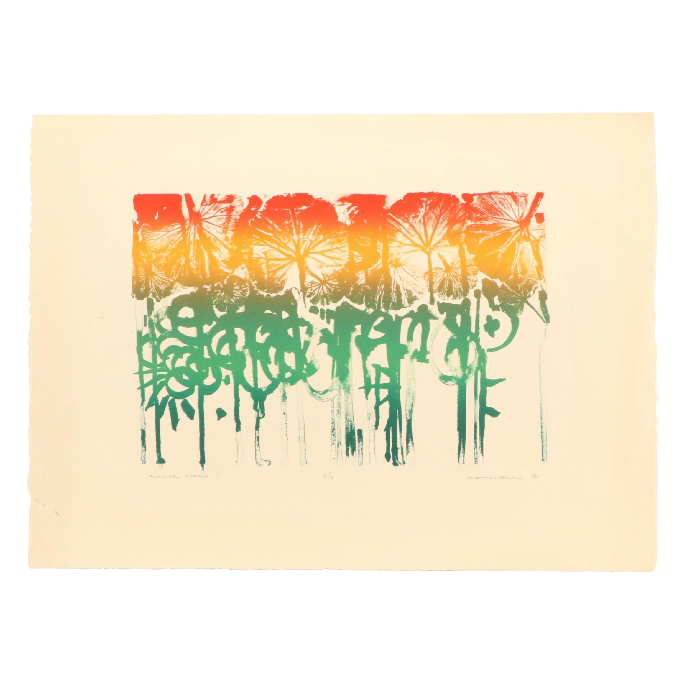 Jack Meanwell Floral Lithograph "Flower Forms," 1980