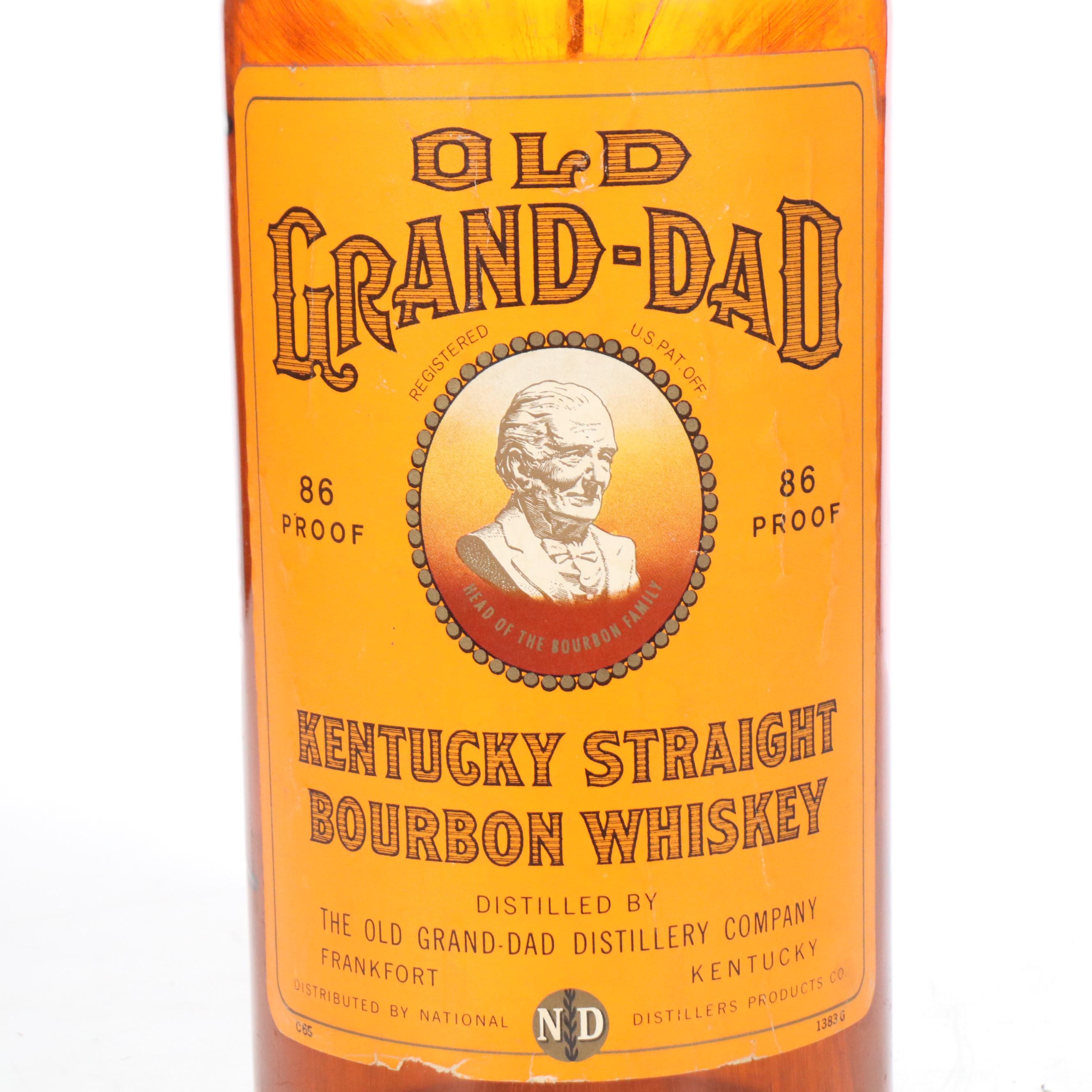 Old Grand-Dad Kentucky Straight Bourbon Whiskey Bottle Lamp, 1970s