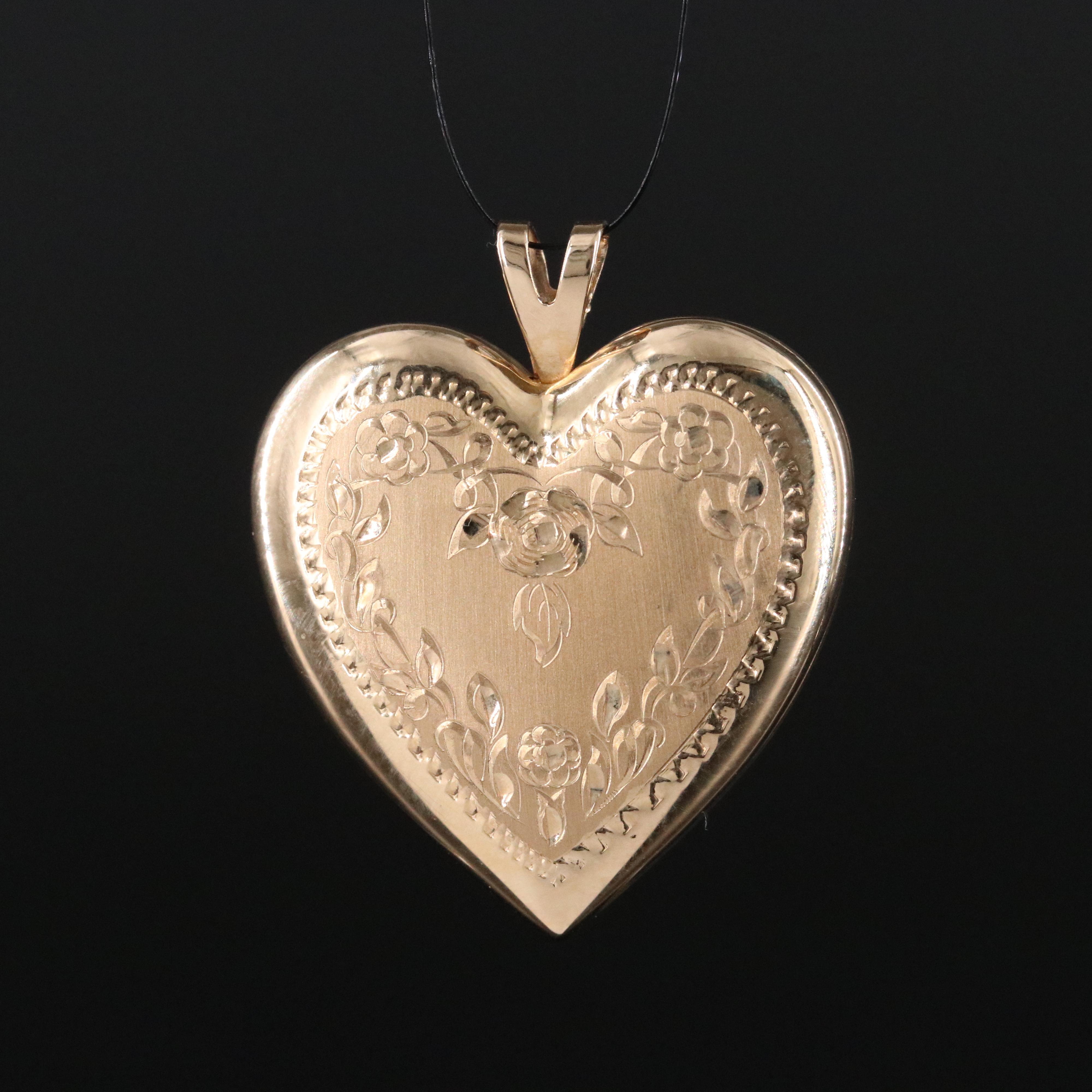 14K Floral Heart Locket