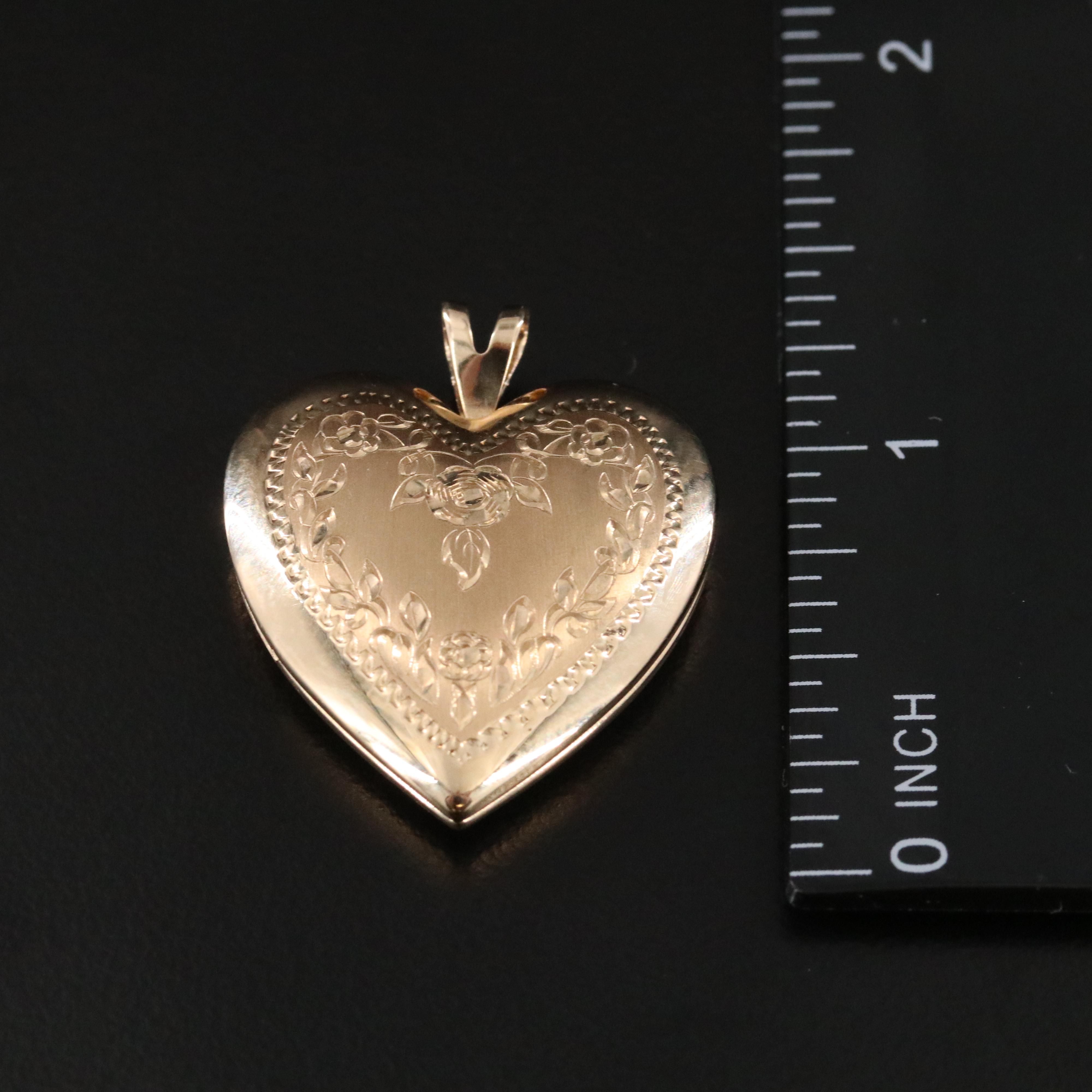 14K Floral Heart Locket