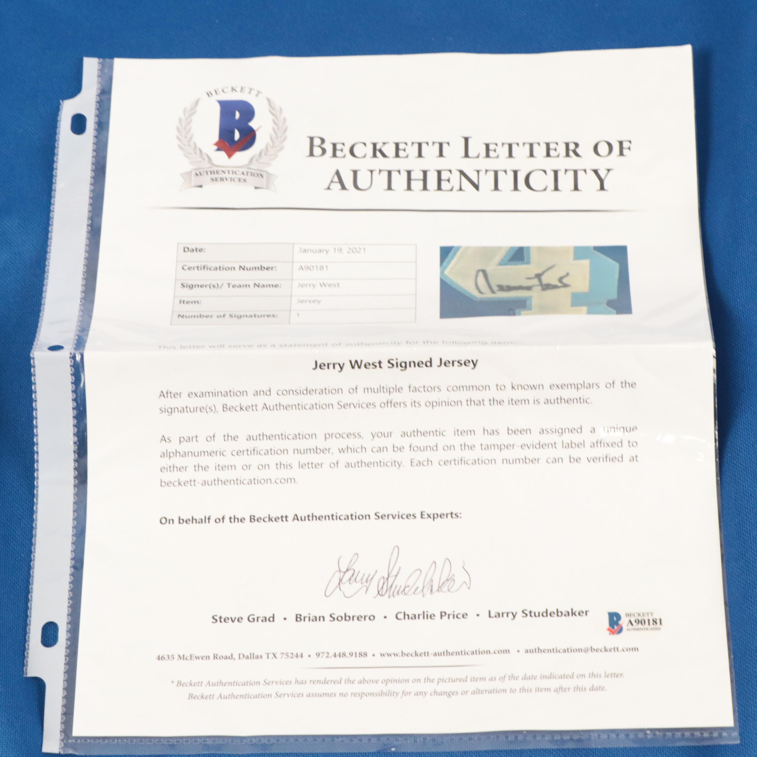 Jerry West Signed Los Angles Lakers Mitchell & Ness Basketball Jersey, Beckett