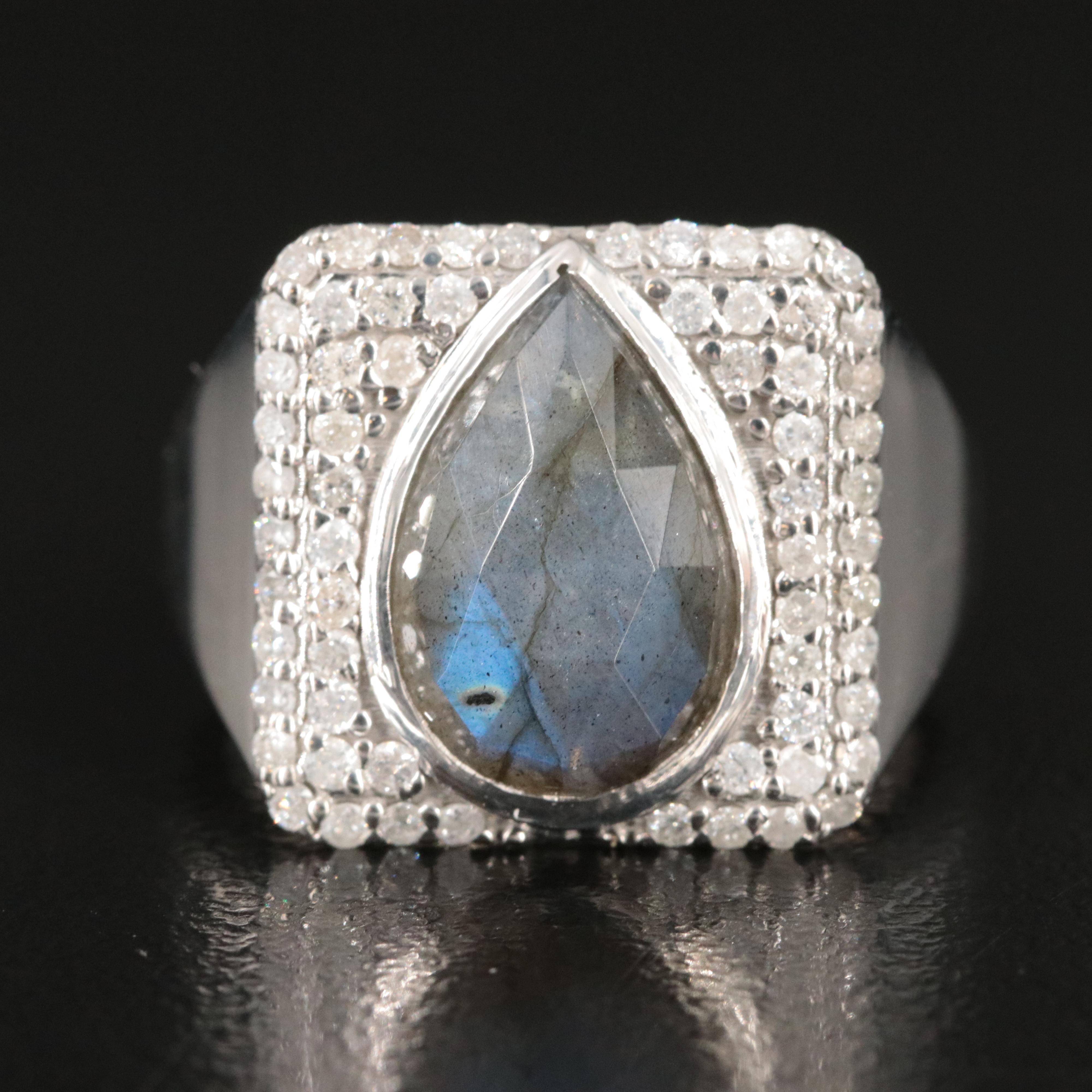 Sheryl Lowe Sterling Labradorite and 0.61 CTW Ring