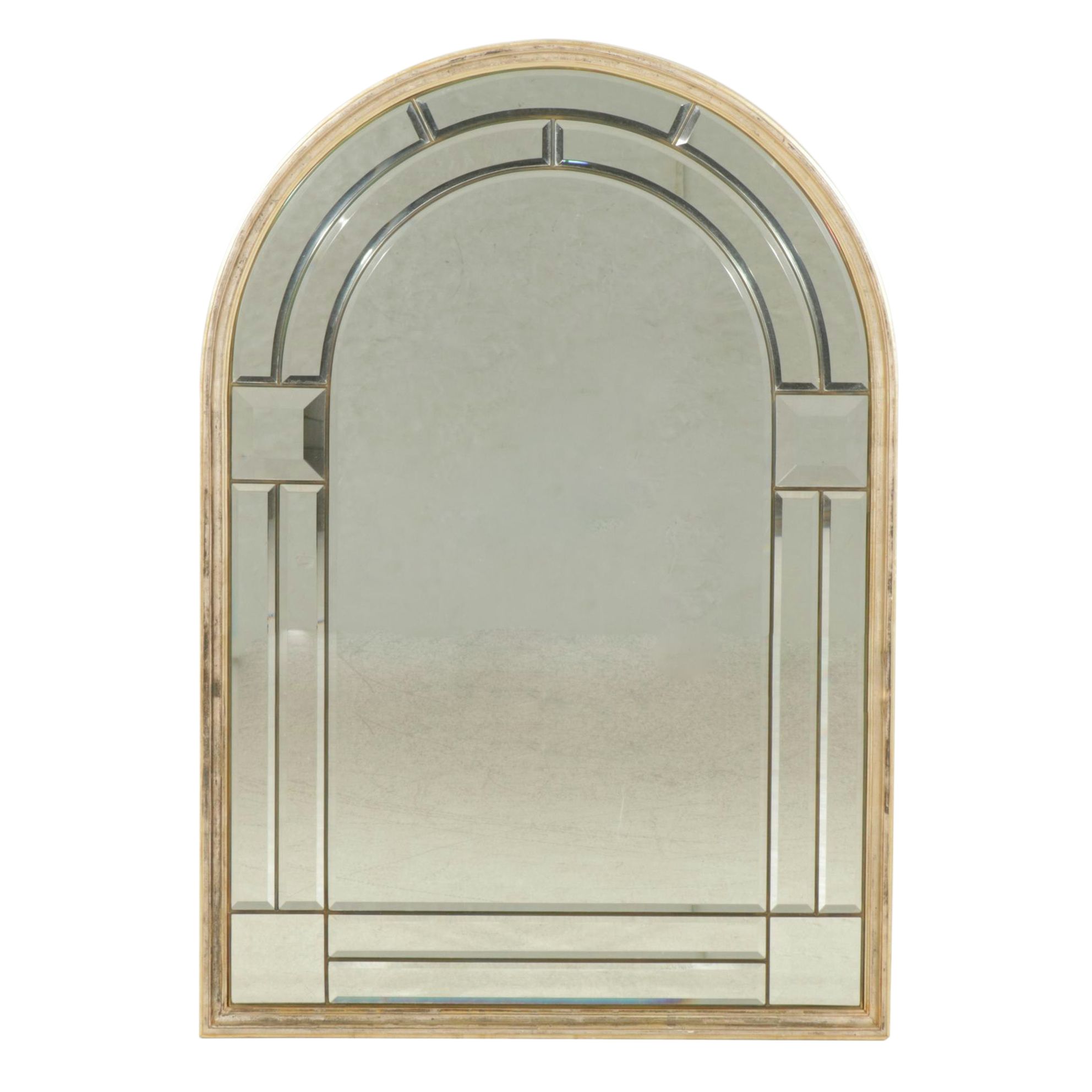 LaBarge Arched Wall Mirror with Leaded Glass Surround, Late 20th Century