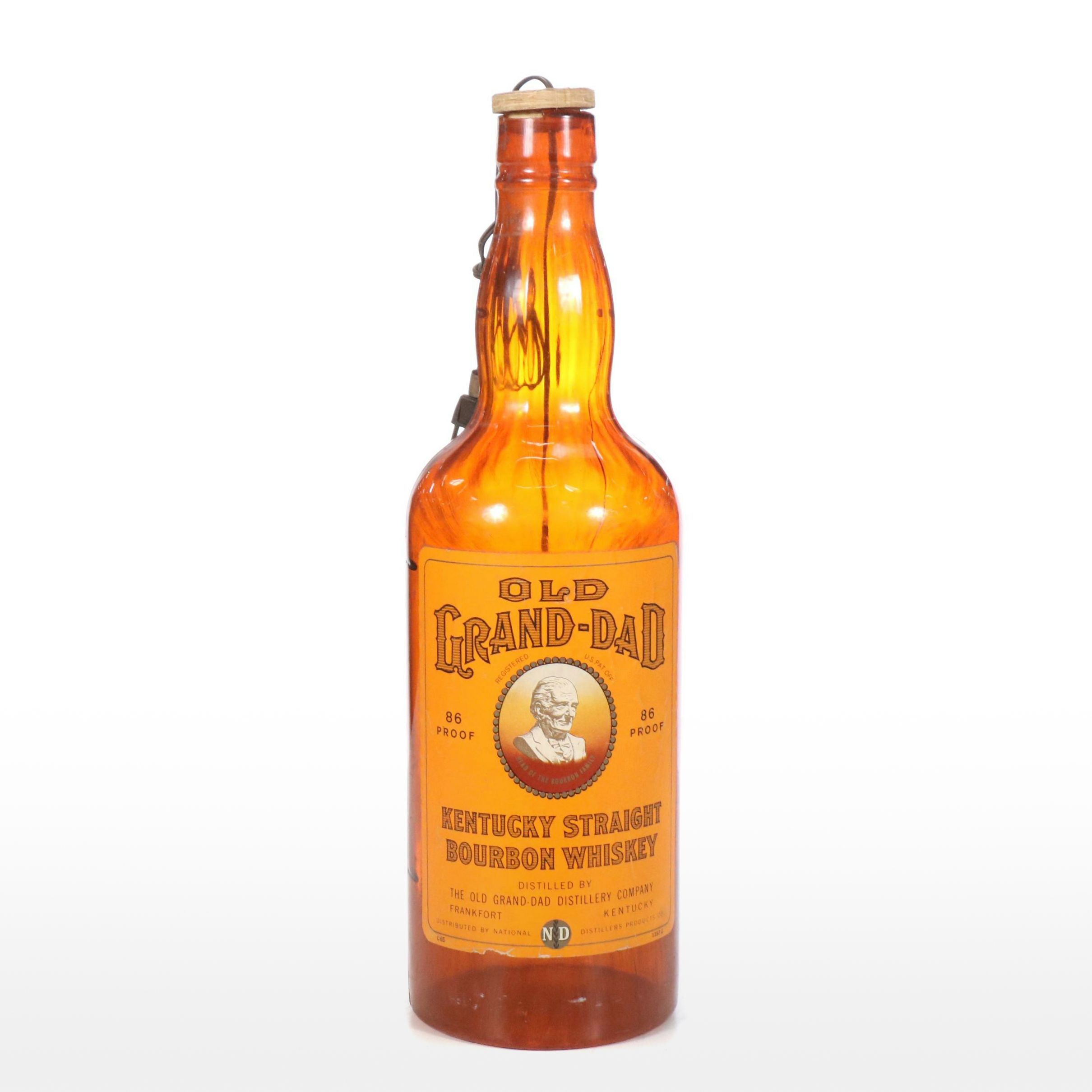Old Grand-Dad Kentucky Straight Bourbon Whiskey Bottle Lamp, 1970s