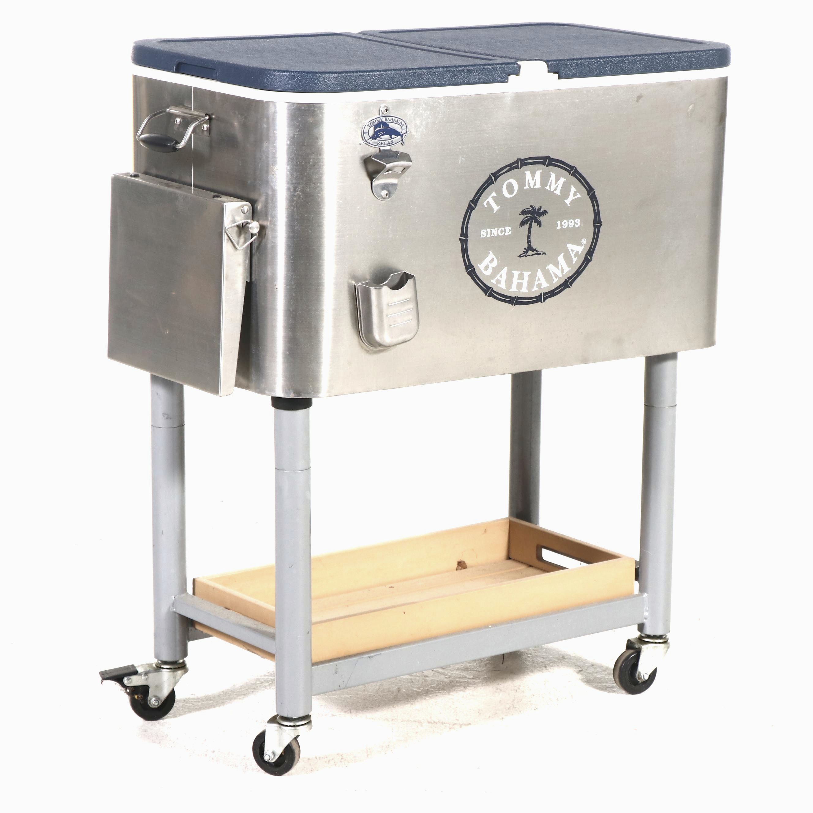Tommy Bahama Stainless Rolling Beverage Cooler Cart