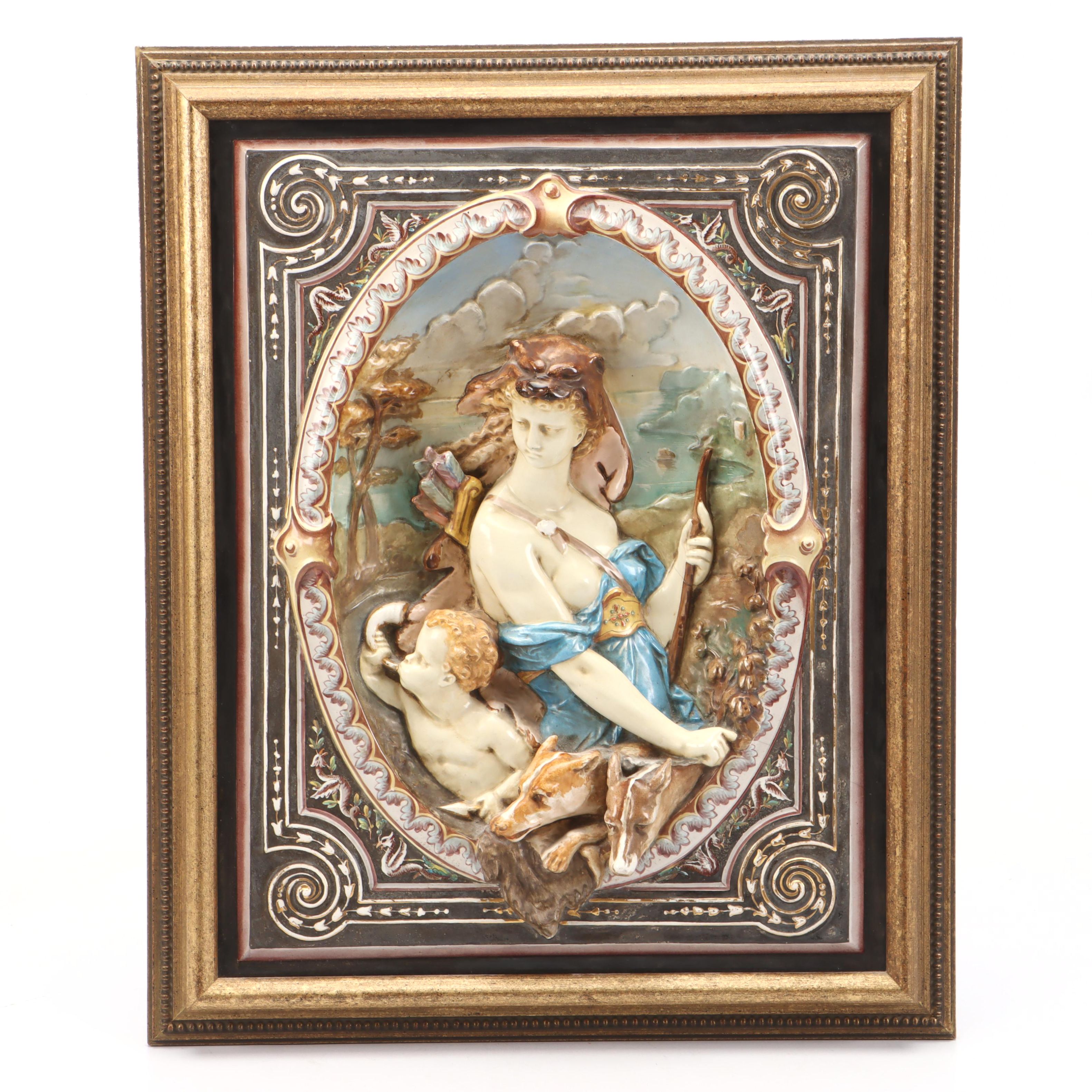 Diana's Hunt Hand-Decorated Relief Porcelain Wall Hanging
