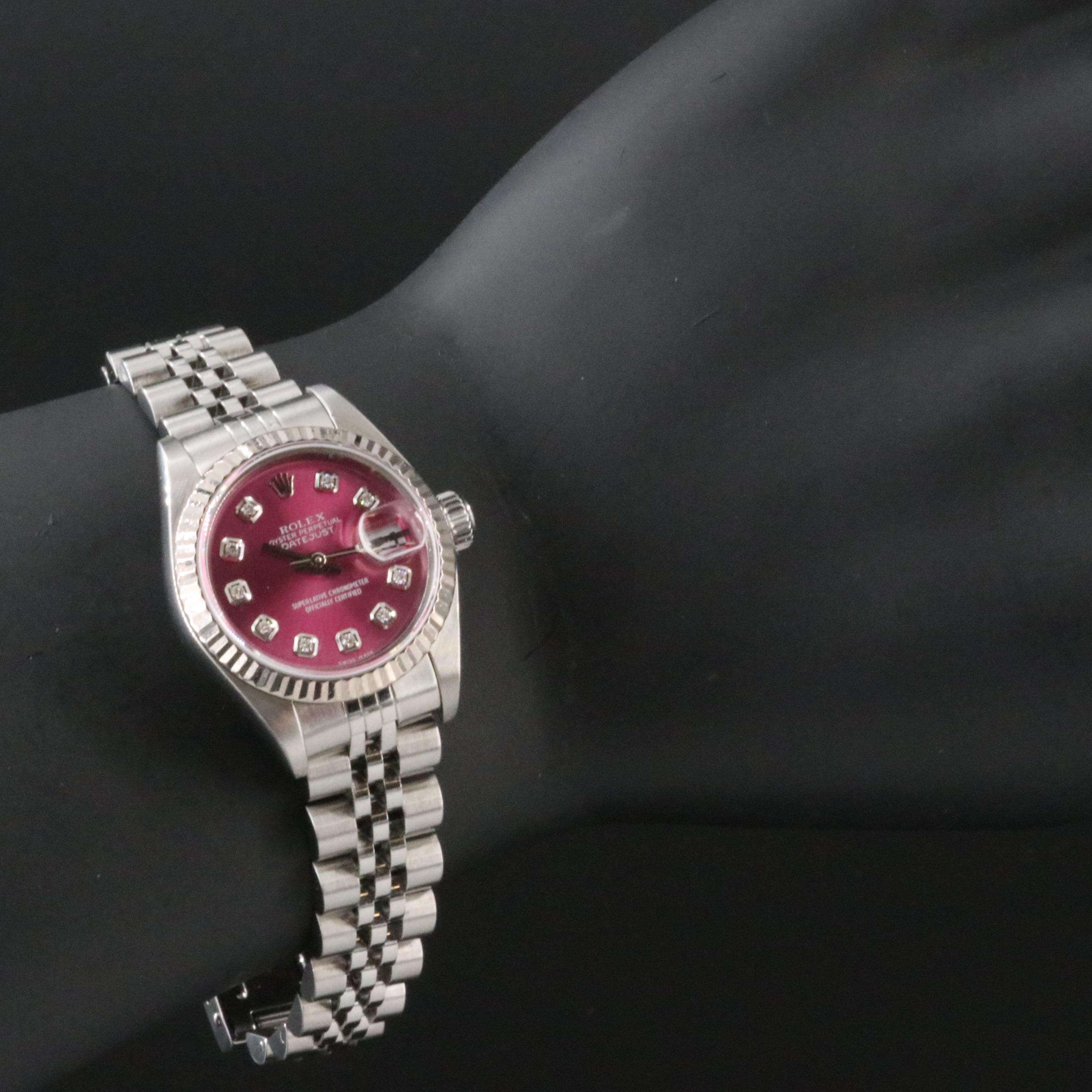 2000 Rolex Custom Pink Diamond Dial Oyster Perpetual Datejust Watch