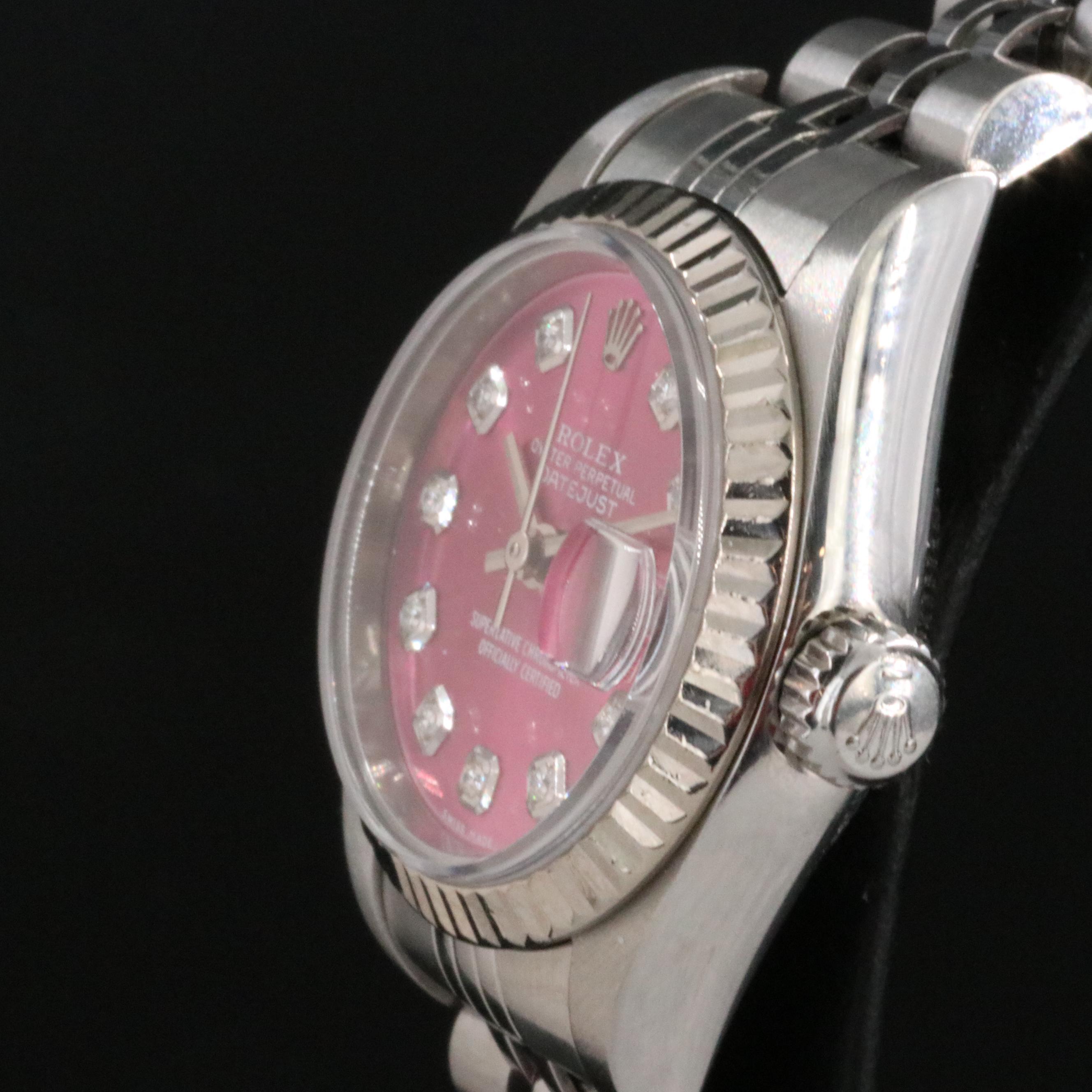 2000 Rolex Custom Pink Diamond Dial Oyster Perpetual Datejust Watch