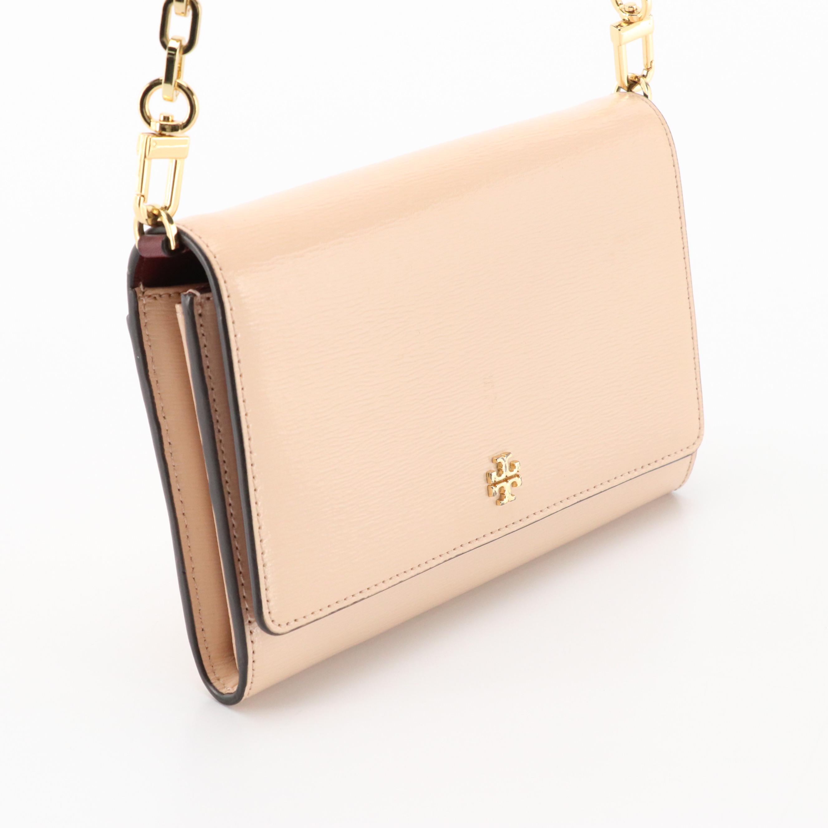 Tory Burch Spazzolato Textured Patent Leather Front-Flap Clutch Wallet/Crossbody