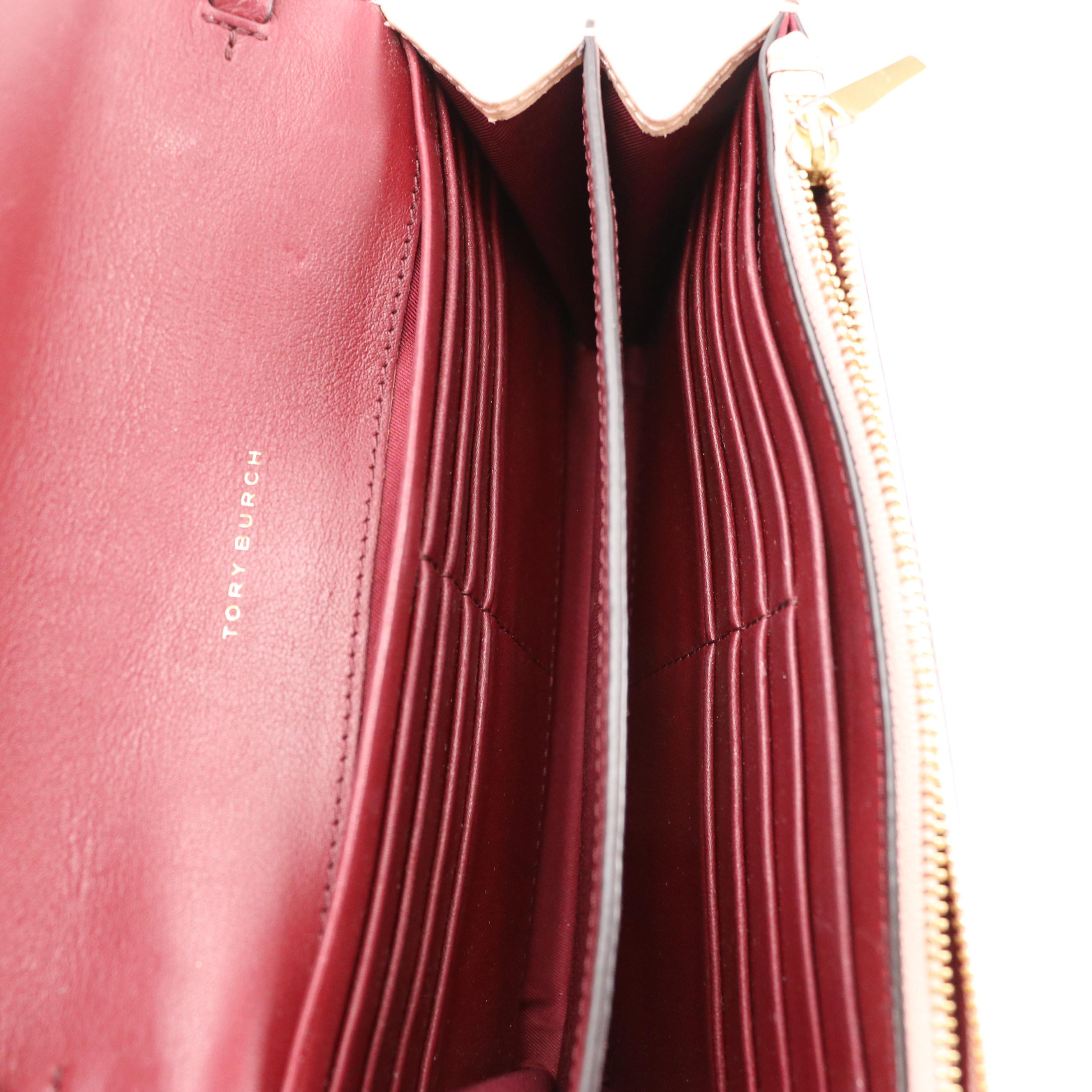 Tory Burch Spazzolato Textured Patent Leather Front-Flap Clutch Wallet/Crossbody