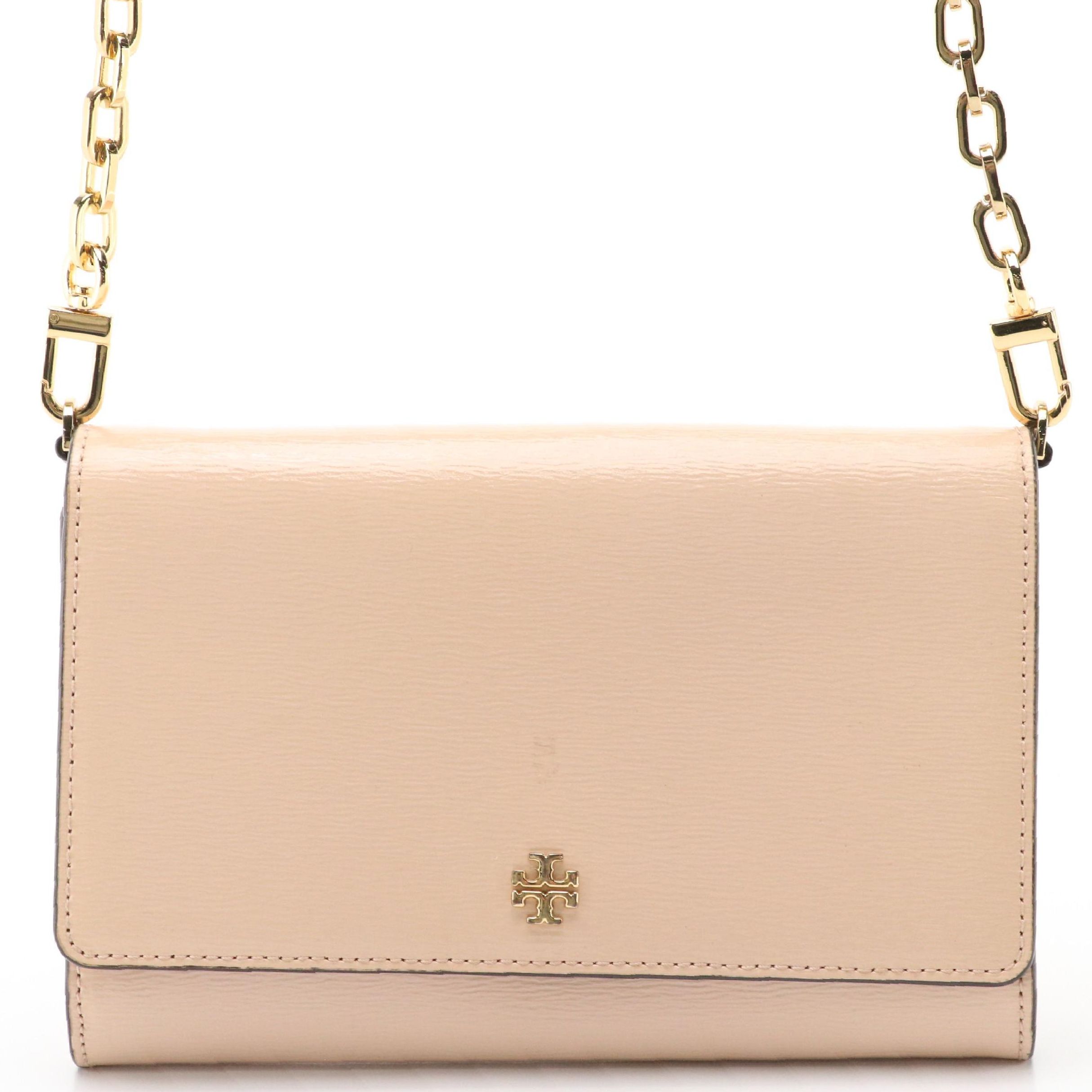 Tory Burch Spazzolato Textured Patent Leather Front-Flap Clutch Wallet/Crossbody