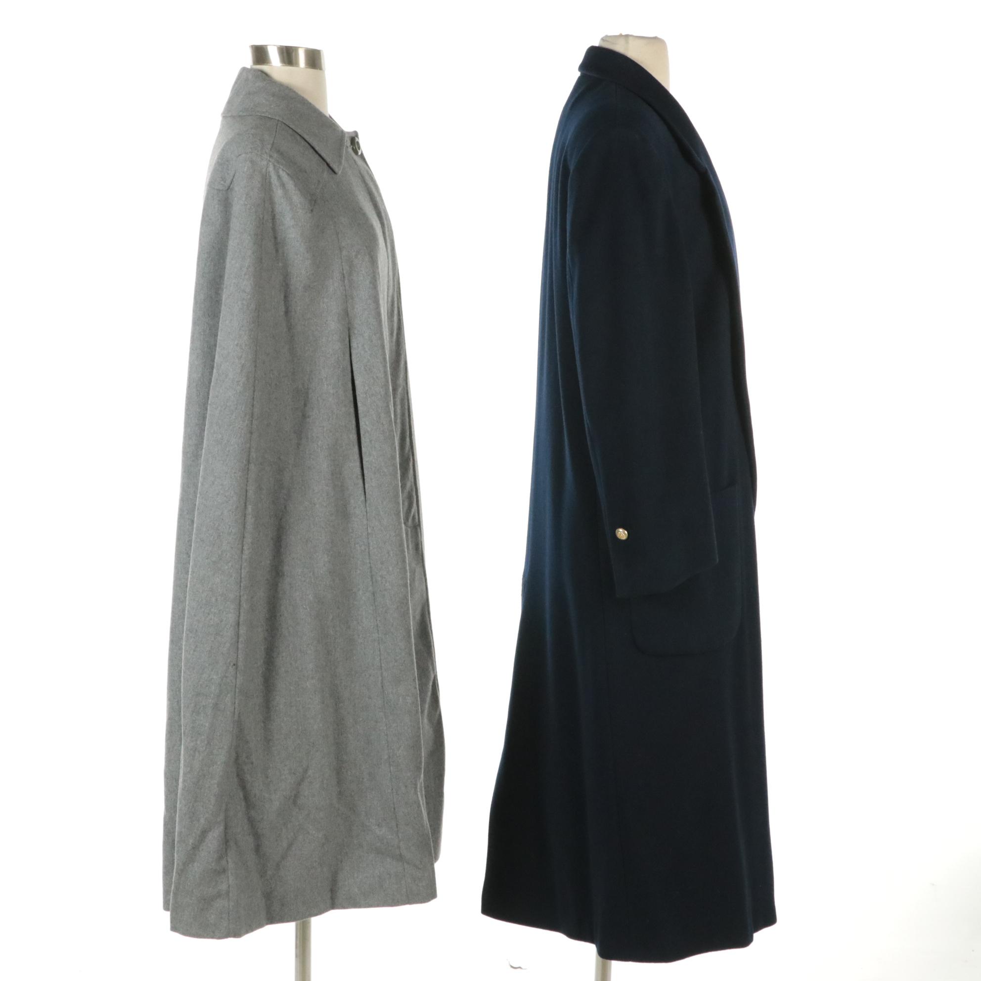 M.G. Kinsler Wool Cape Coat and Other Long Navy Blue Wool Coat