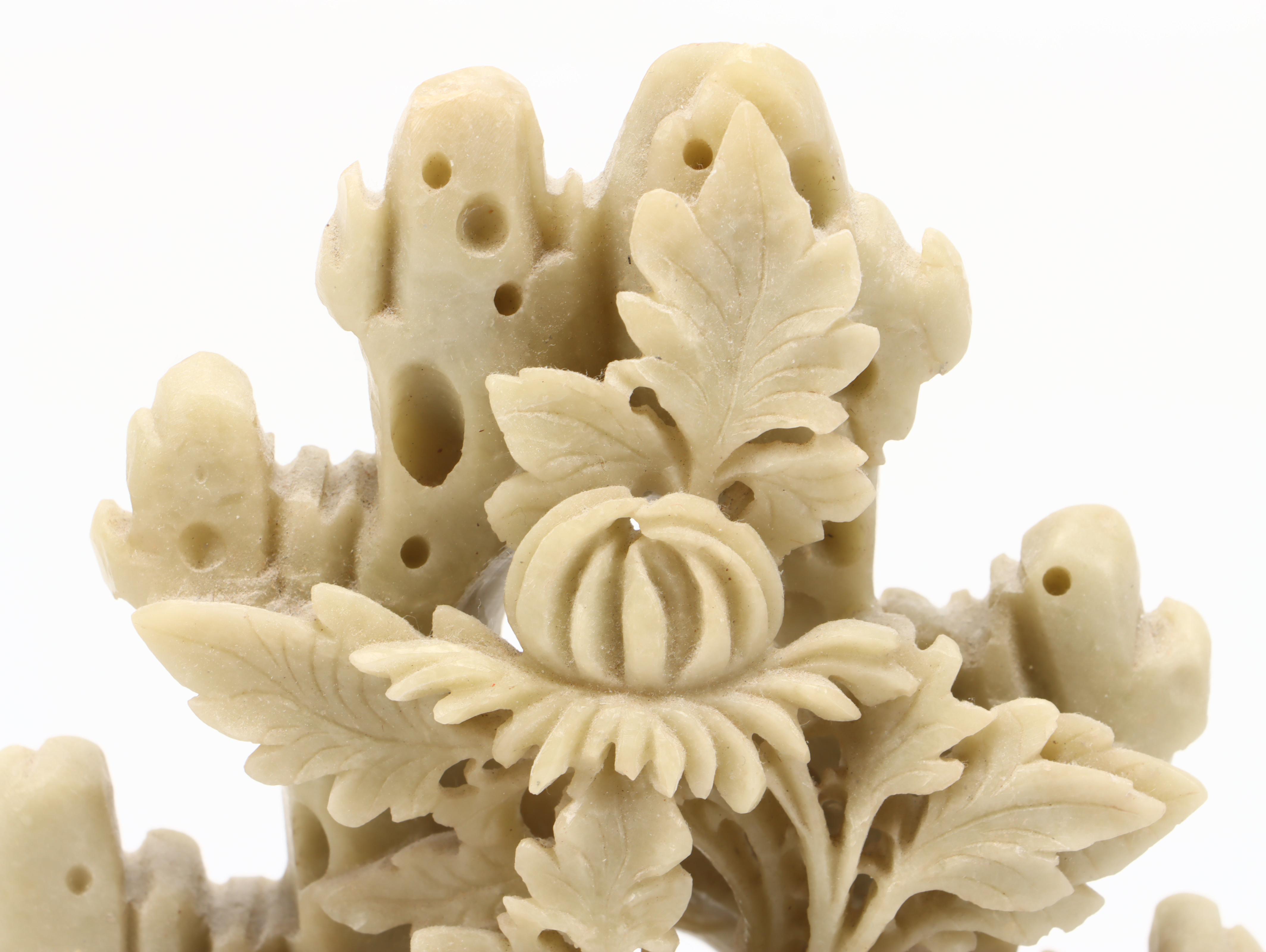 Chinese Soapstone Carving of Flowers