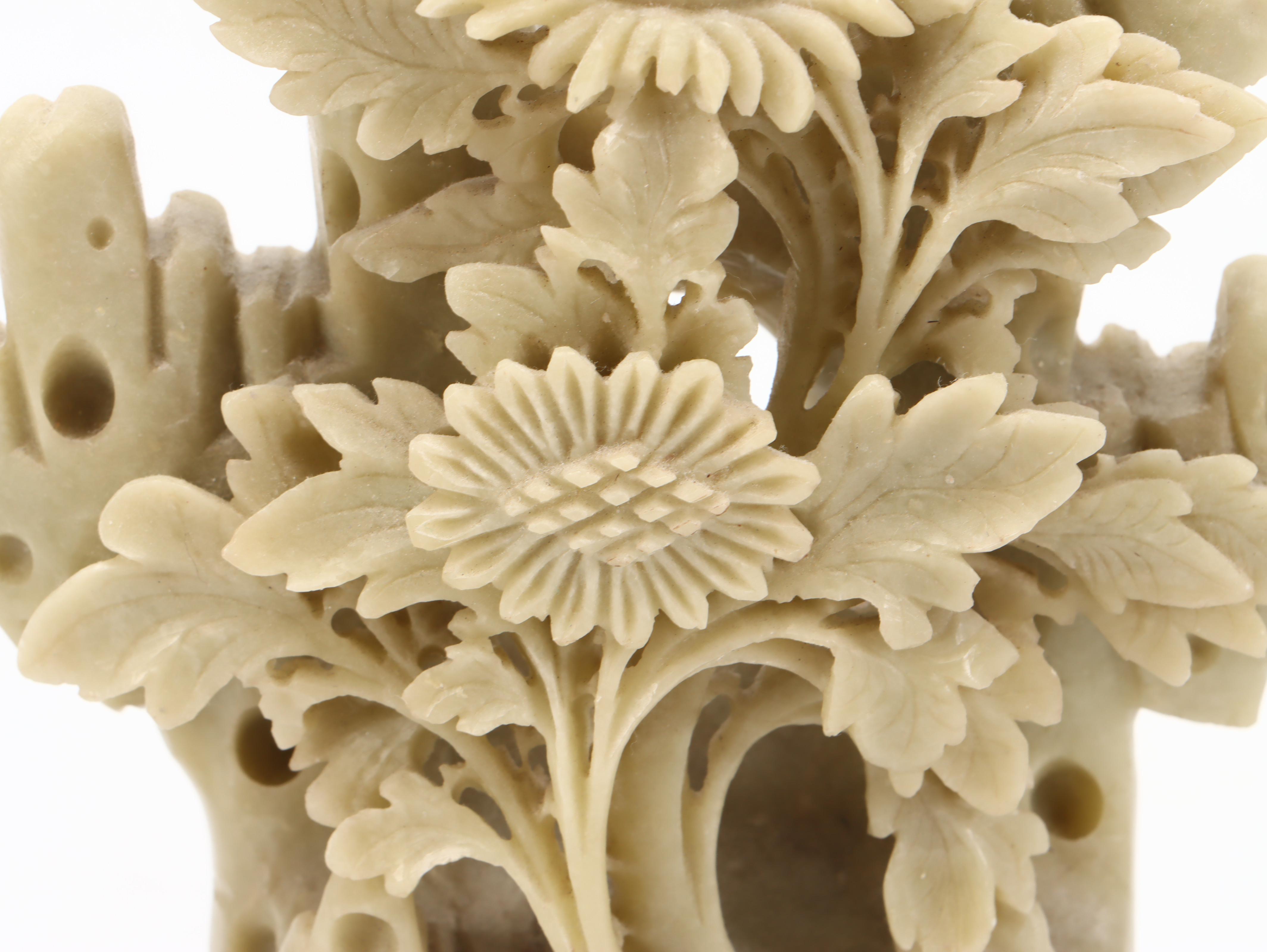 Chinese Soapstone Carving of Flowers