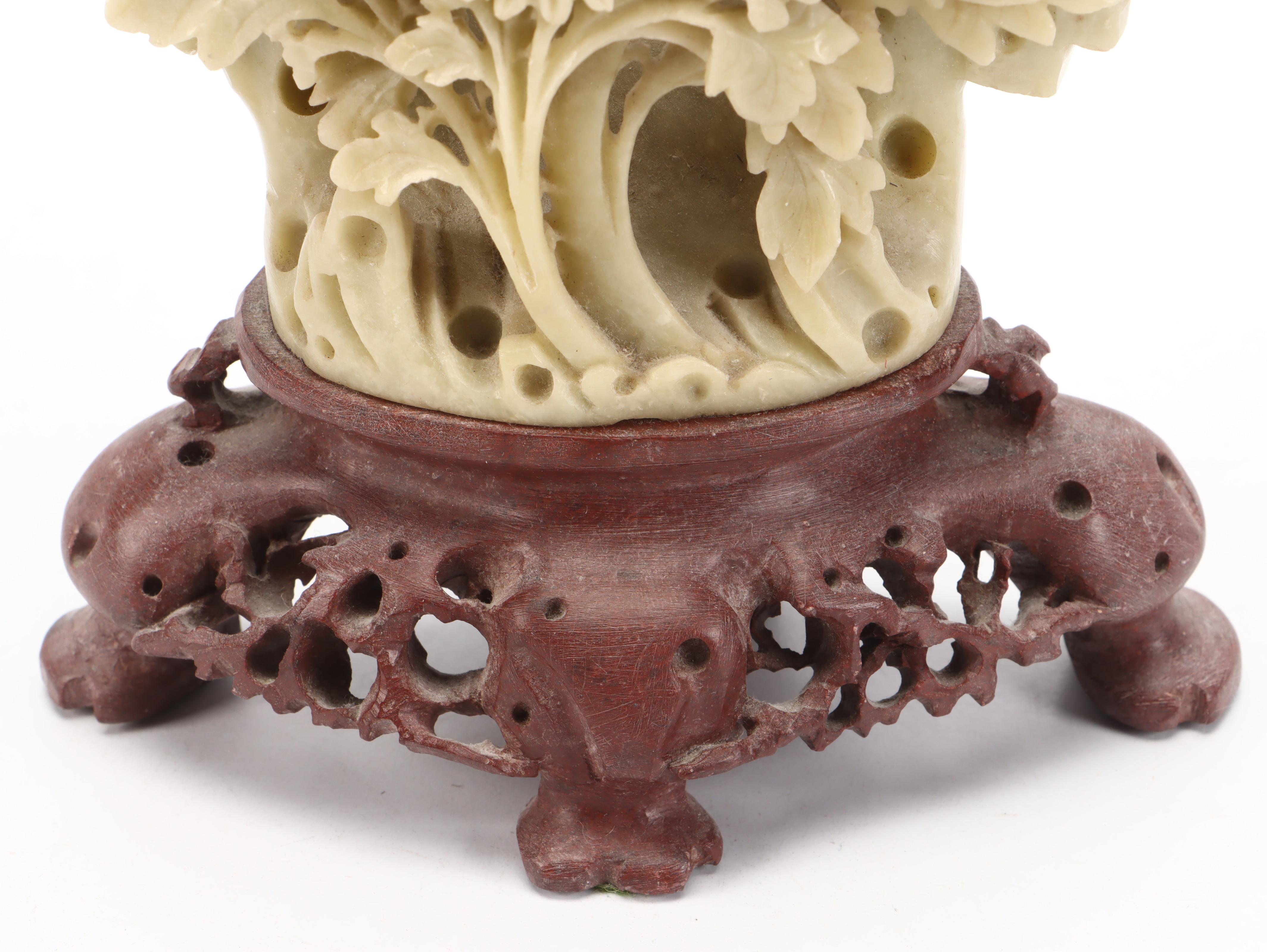 Chinese Soapstone Carving of Flowers