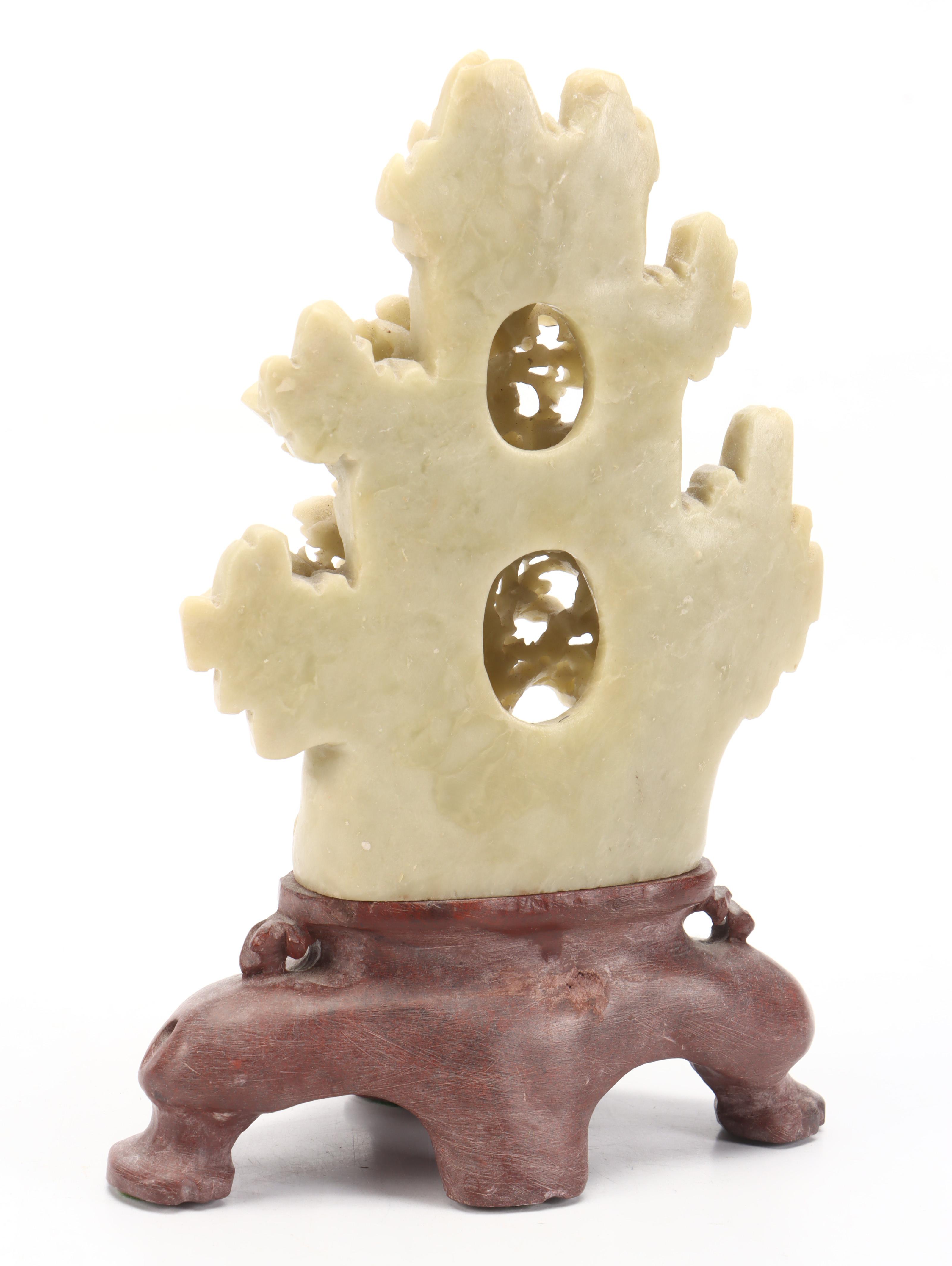 Chinese Soapstone Carving of Flowers