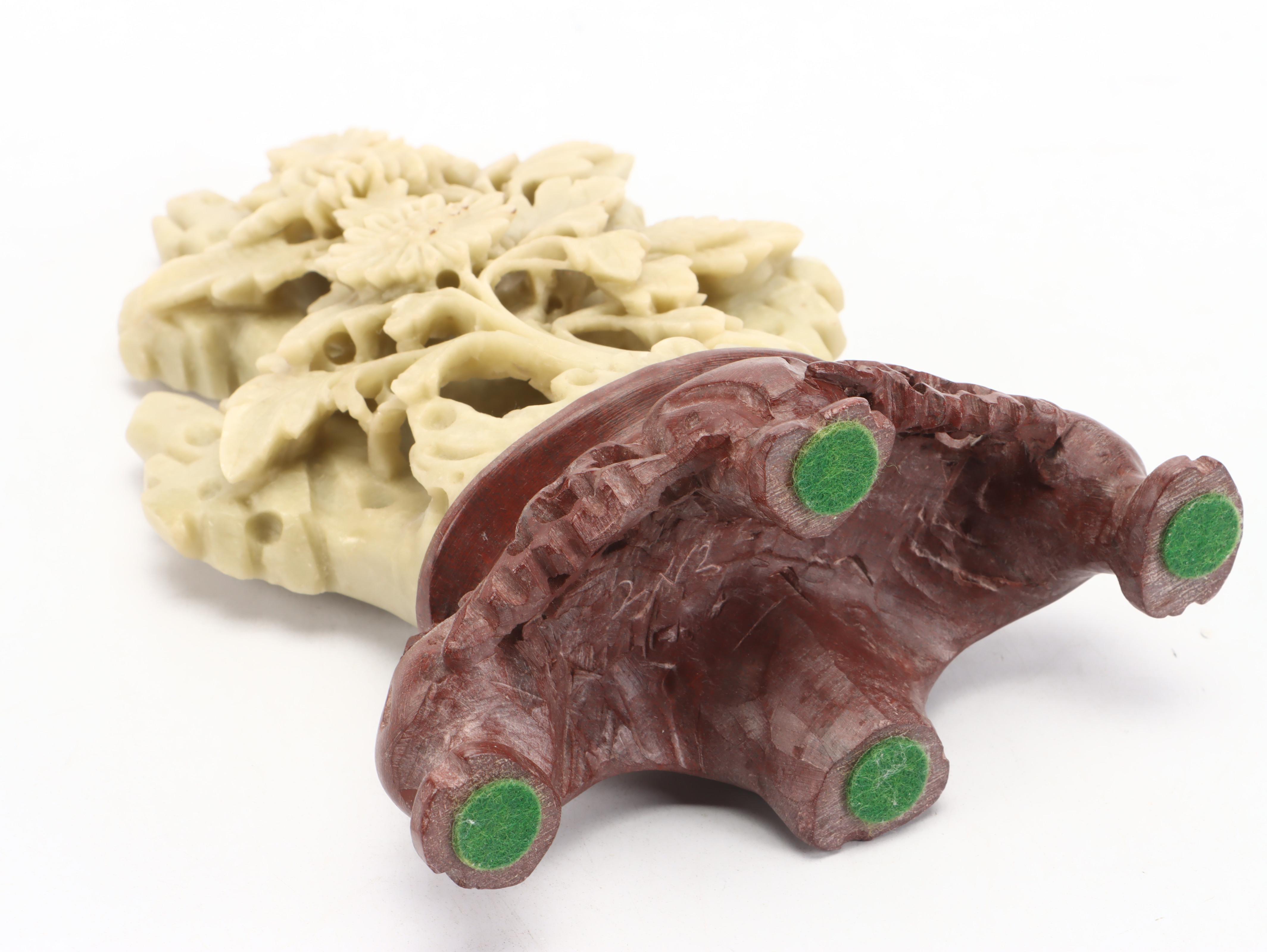 Chinese Soapstone Carving of Flowers