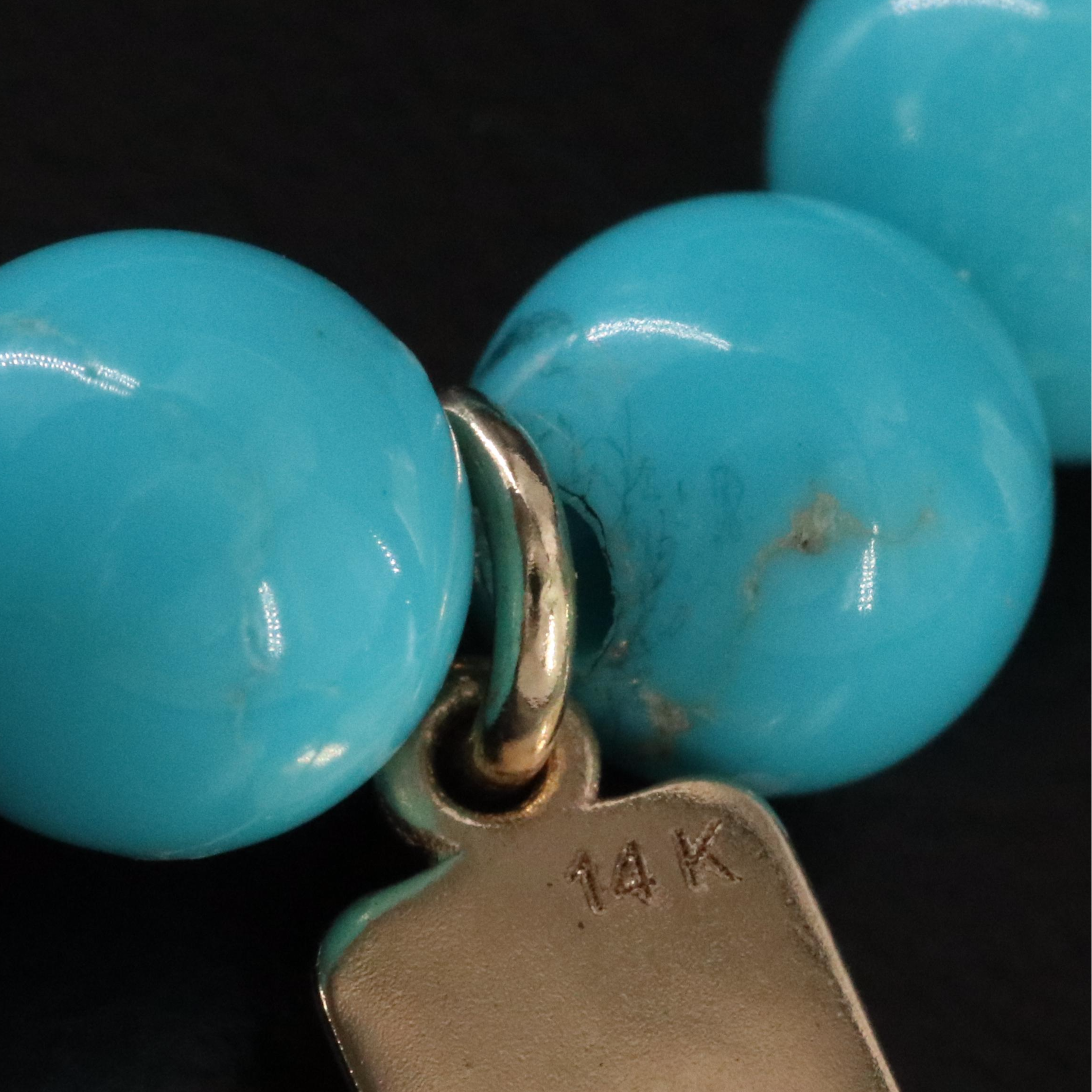 Sheryl Lowe 14K  Letter "C" Turquoise Beaded Bracelet