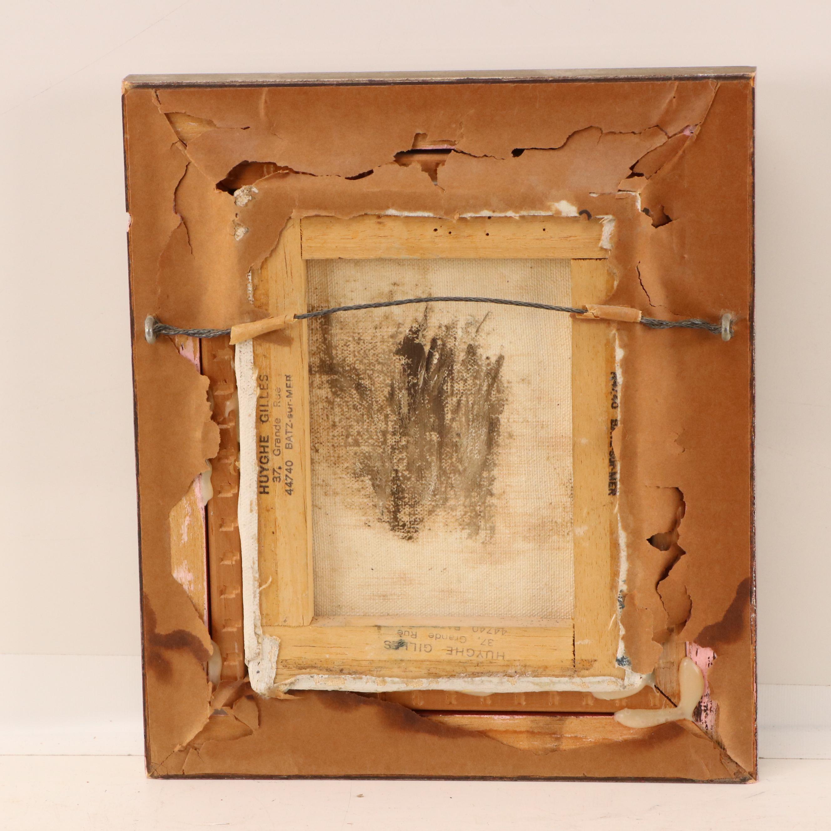 Huyghe Gilles Miniature Cityscape Oil Painting, Mid-20th Century