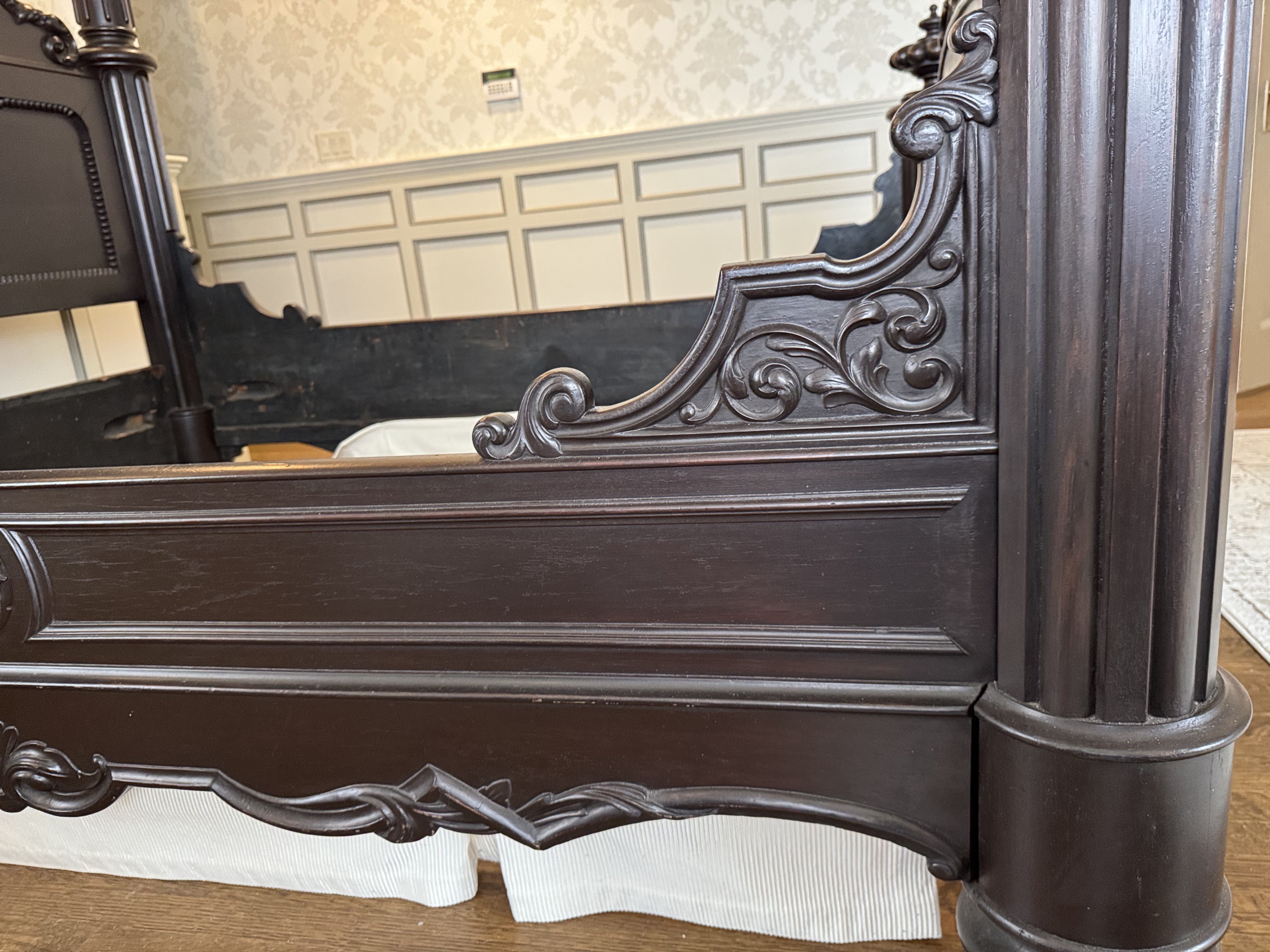 Prudent Mallard Victorian Rosewood Three-Quarter Tester Bed, Mid-19th Century