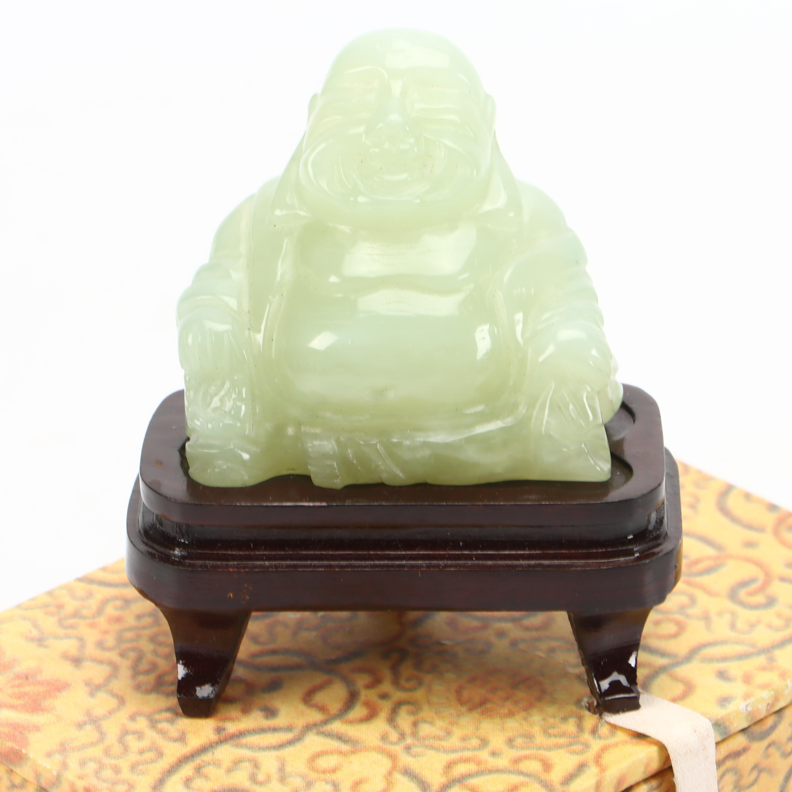 Chinese Carved Serpentine Buddha, Soapstone Stamps, Paste Box and More