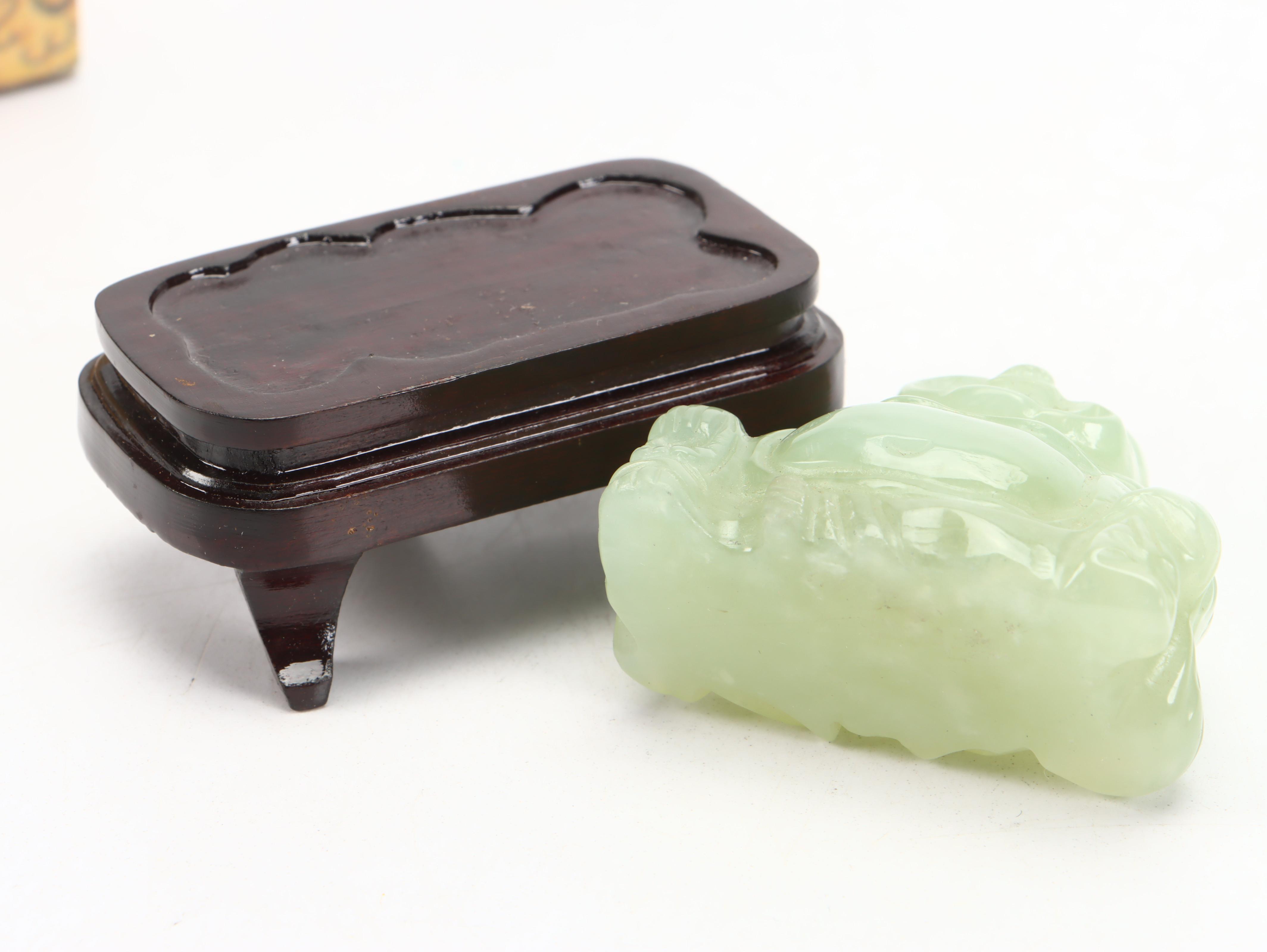 Chinese Carved Serpentine Buddha, Soapstone Stamps, Paste Box and More