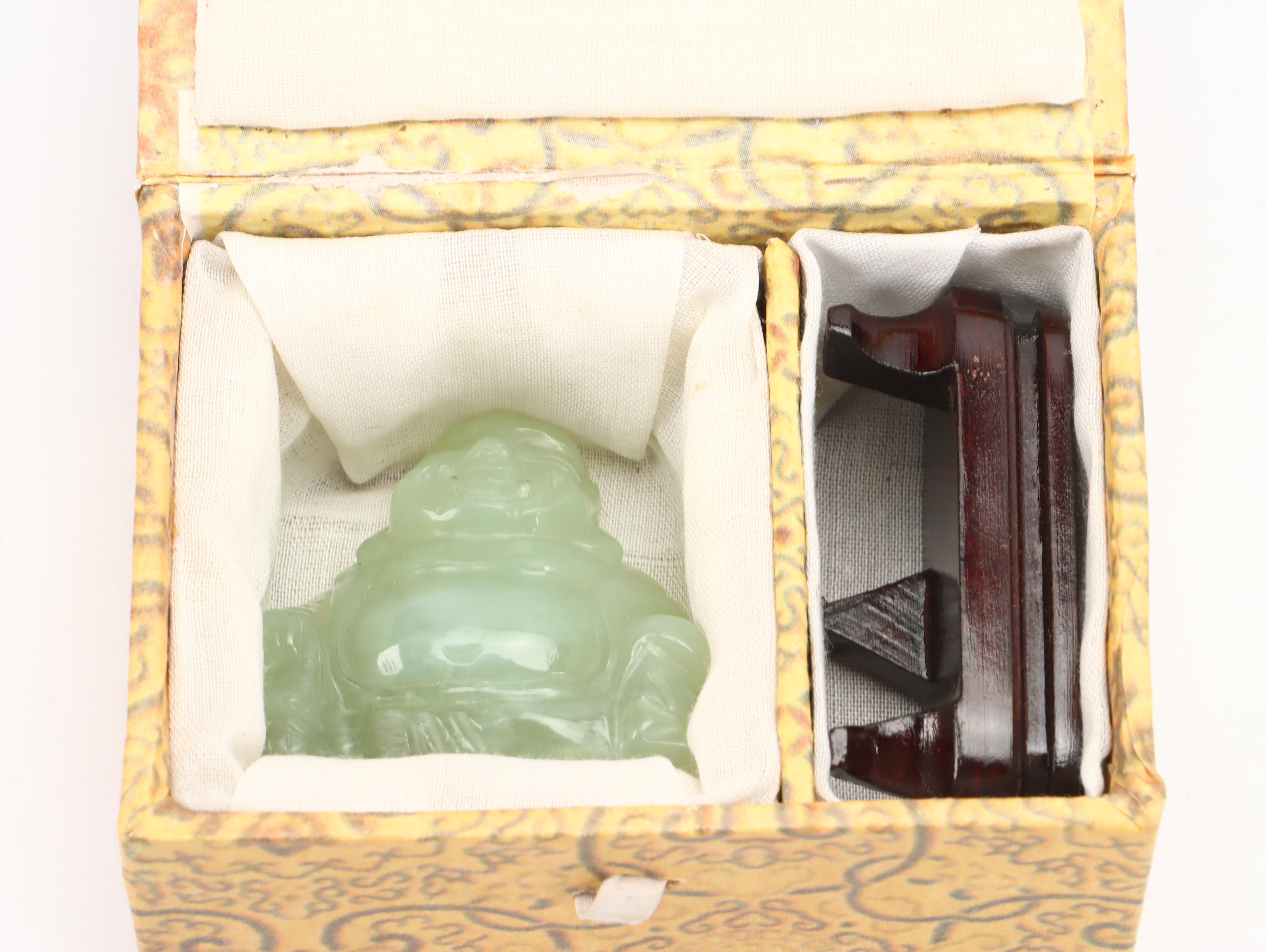 Chinese Carved Serpentine Buddha, Soapstone Stamps, Paste Box and More